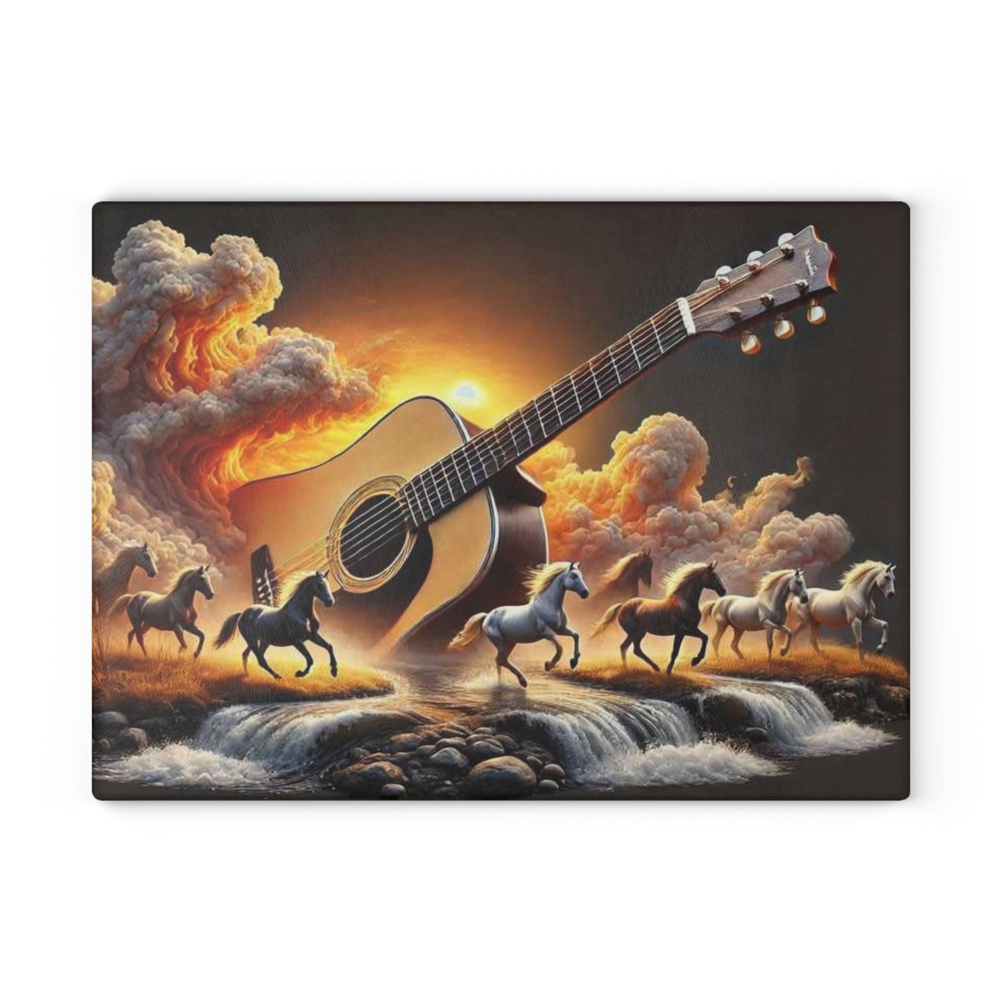 Horse and Guitar, Rustic Decor, Horse Lover Gifts, Music Kitchen Accessories, Glass Cutting Board, Country Home Decor, Rustic Cutting Board