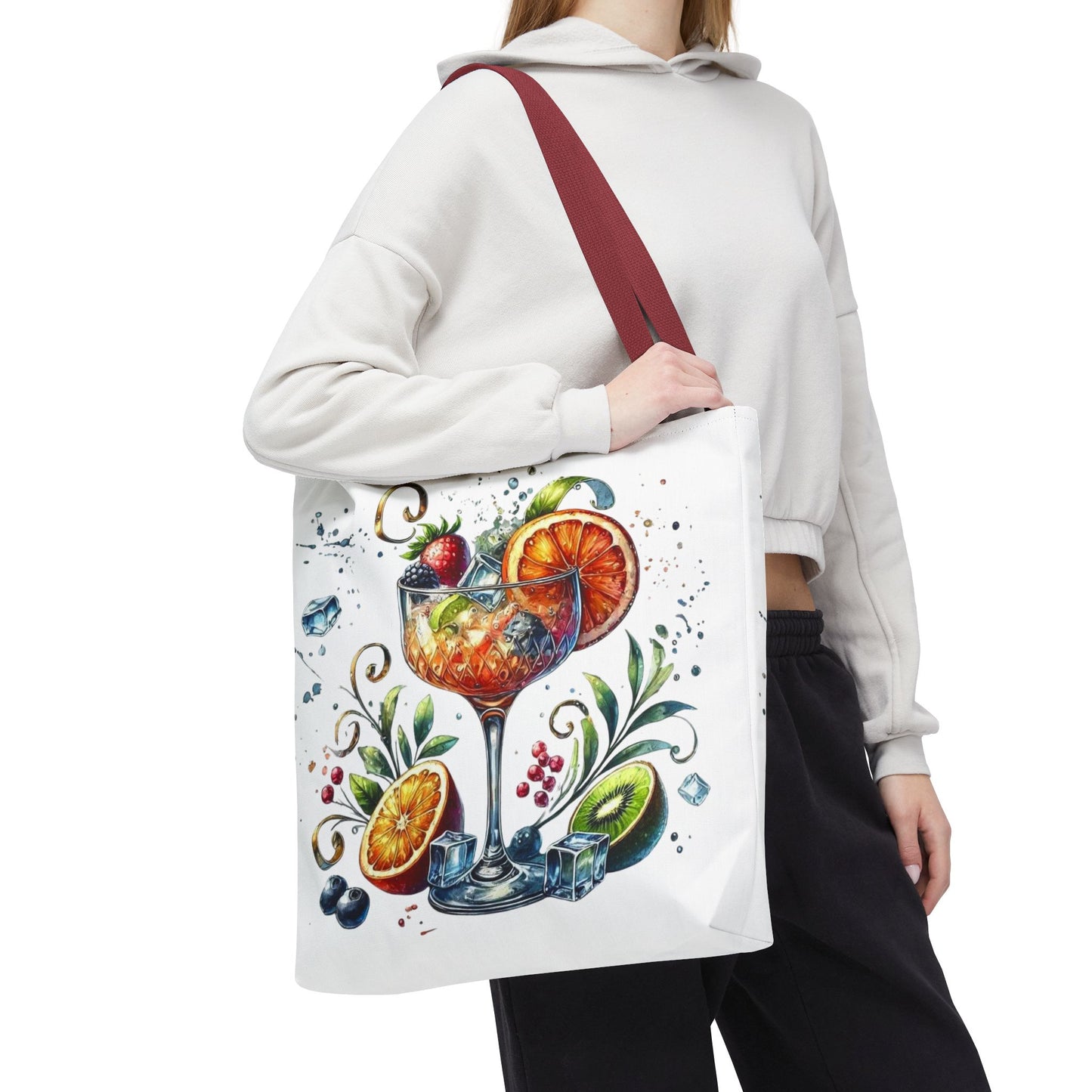 Bolso de cóctel, bolso para bebidas afrutadas, bolso de playa tropical, elegante bolso de lona, regalo para amantes de los cócteles, bolso de mano divertido, práctico bolso de verano.