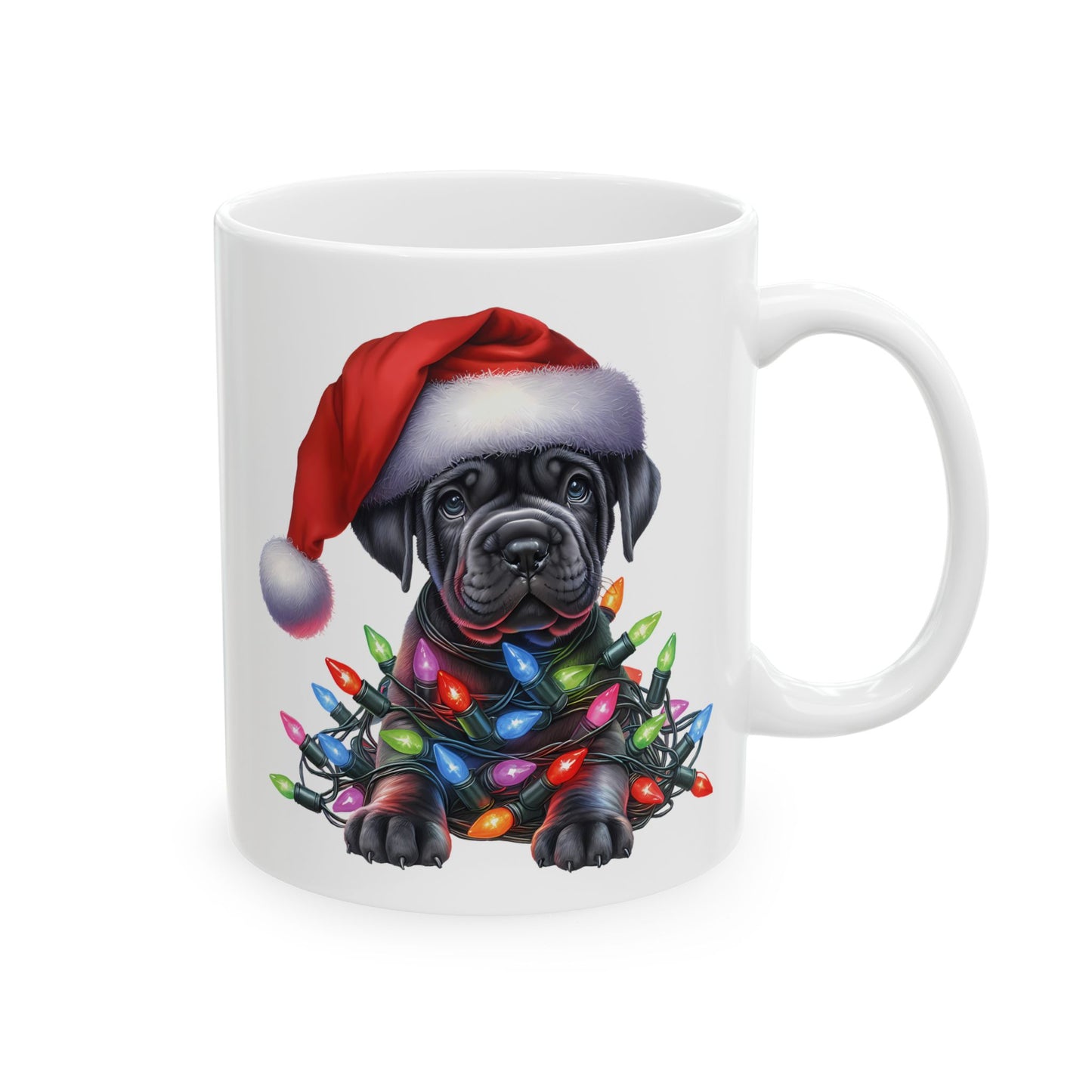 🎄 Cane Corso Christmas Lights Mug – Big Pup Energy for the Holidays 🎅🐾