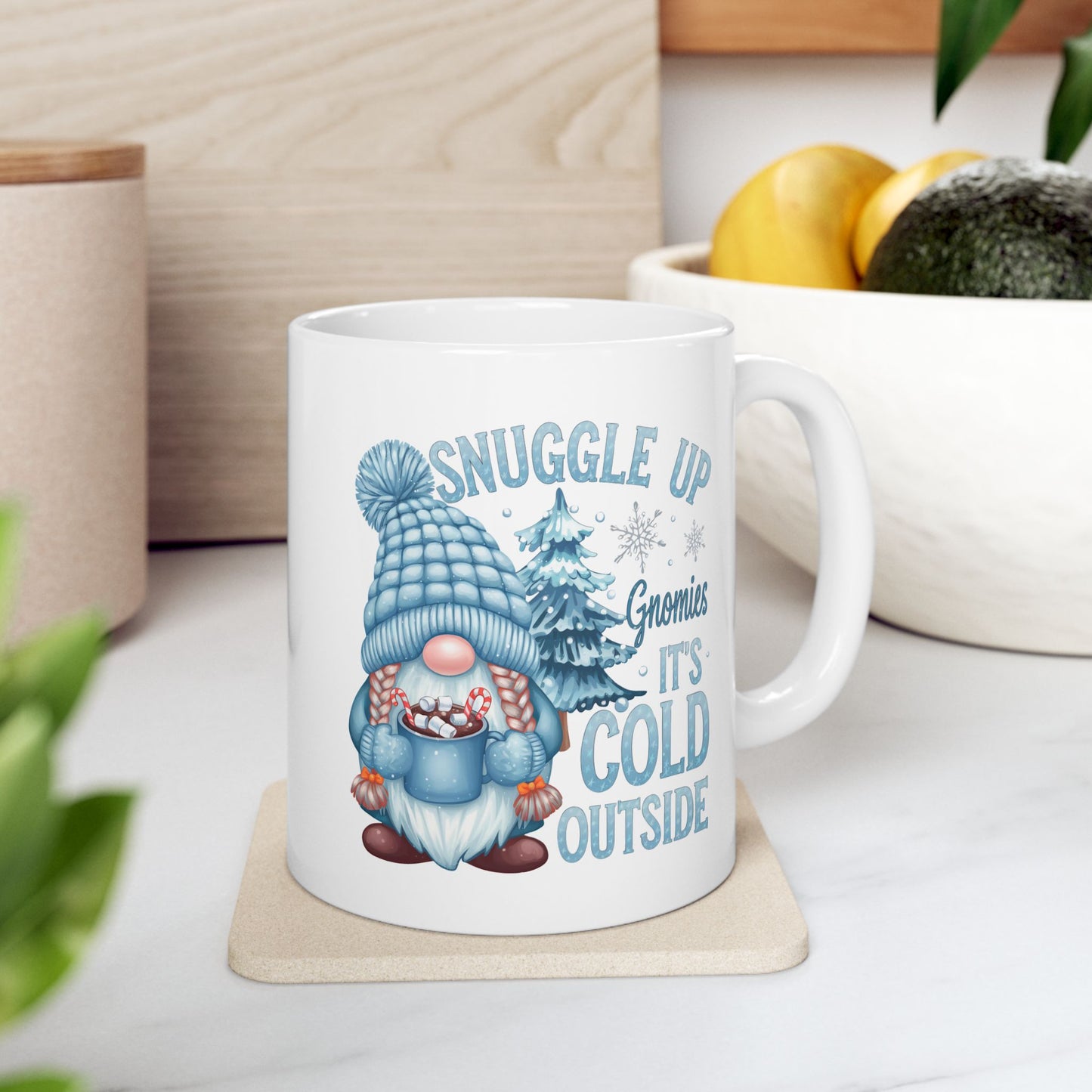 ☕ Snuggle Up Gnomies Mug – Cozy Up, It’s Cold Outside ❄️⛄