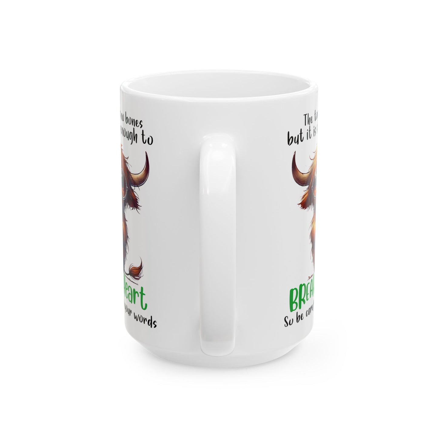 Taza de café "Rompe un corazón" de vaca de las Tierras Altas: un dulce recordatorio con un mensaje poderoso