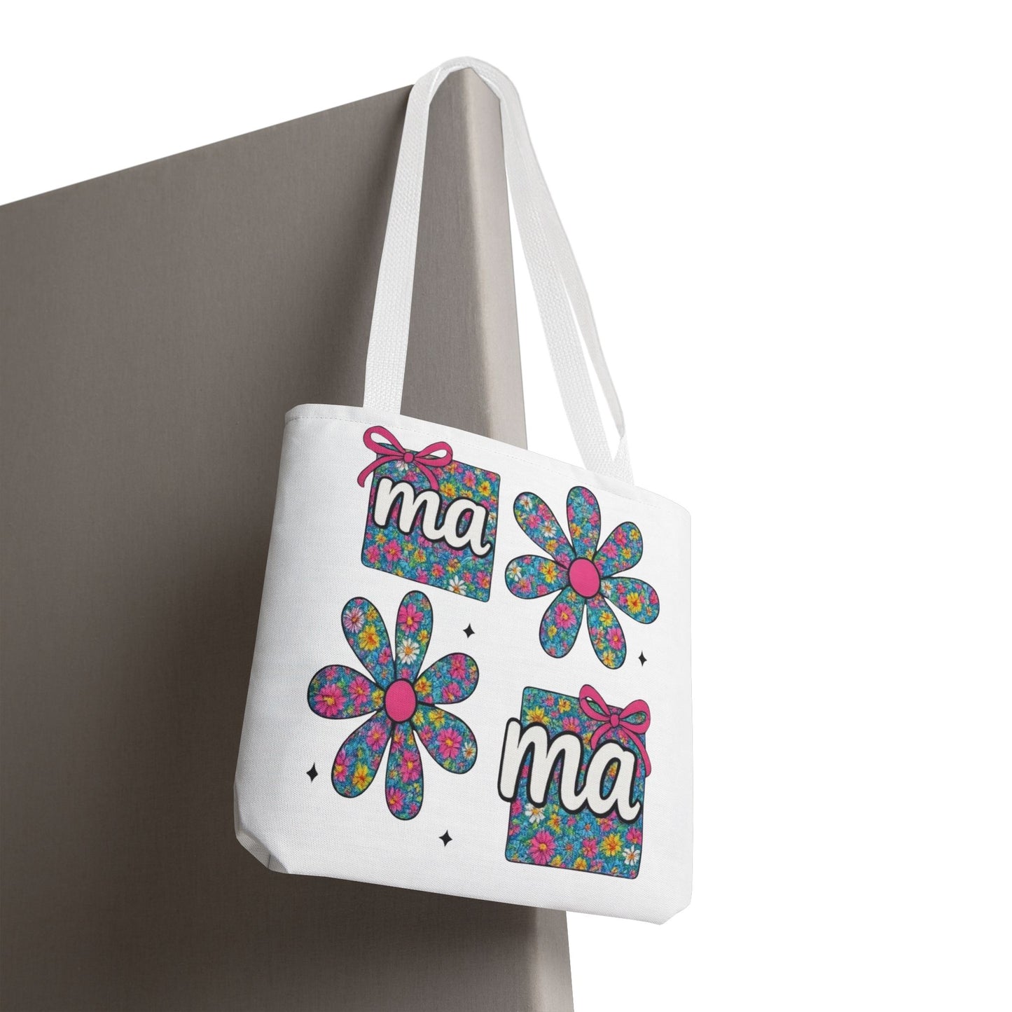 Bolso Tote Floral "ma": Un Accesorio Divertido y Brillante para Mamá