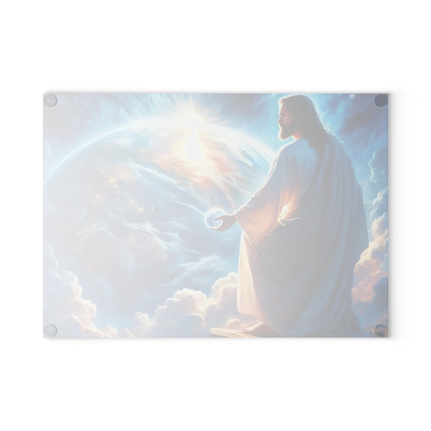Tabla de cortar de Jesús, tabla de charcutería, tabla de cortar única, tabla de cortar de vidrio templado, regalo de inauguración de la casa, tabla de cortar personalizada