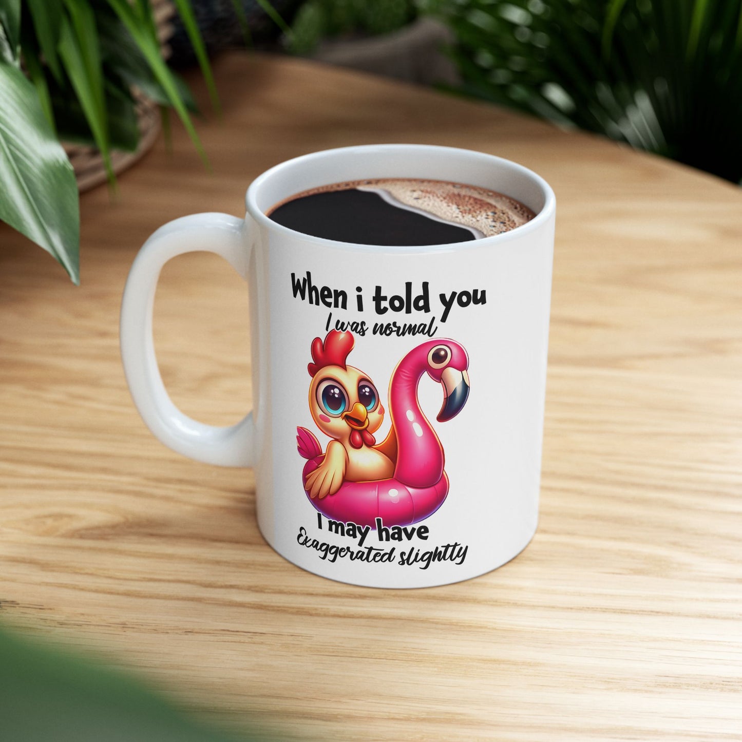 🐔 Yo era normal – Taza divertida de flamenco y pollo 🦩