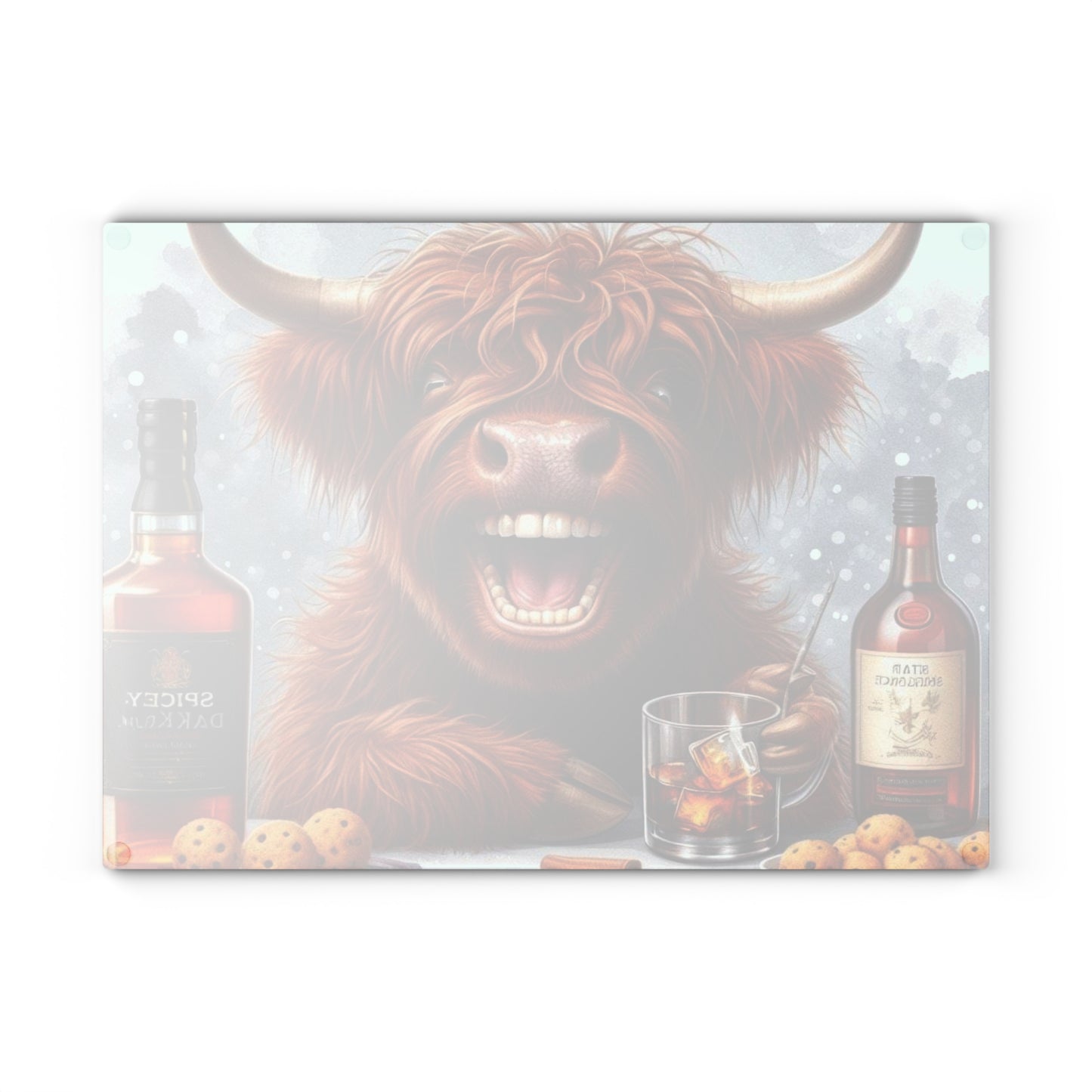 Tabla de cortar de vaca de las Tierras Altas, tabla de cortar de vidrio templado, tabla de charcutería, tabla de cortar, regalo de inauguración de la casa, tabla de cortar personalizada