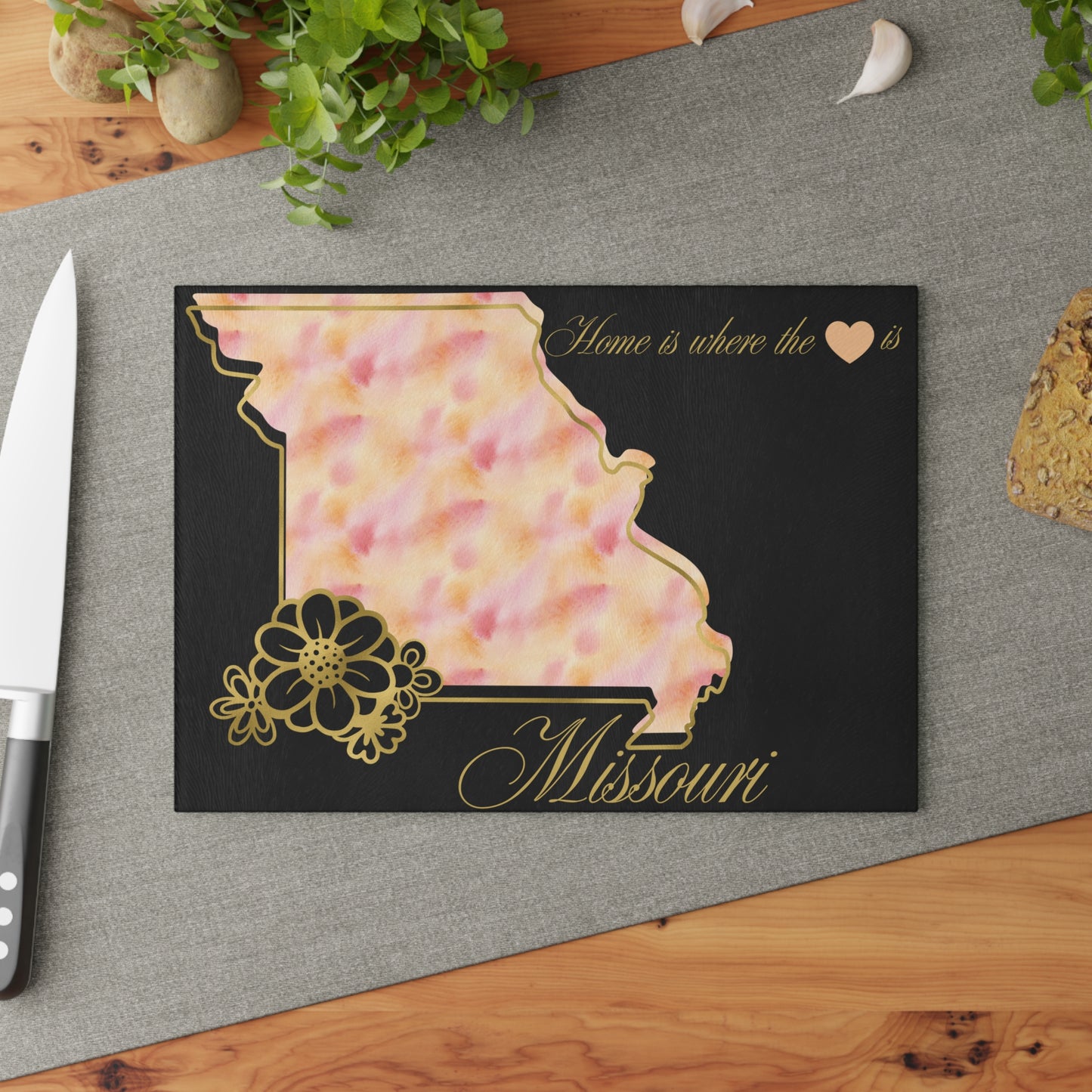 🩷 Missouri State Floral Cutting Board – Home is Where the Heart Is 🌸