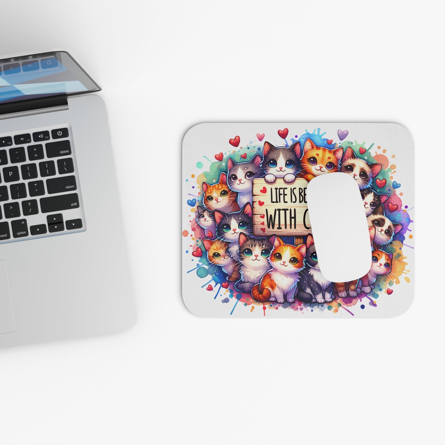 🐾 La vida es mejor con gatos: linda alfombrilla de ratón con temática de gatos