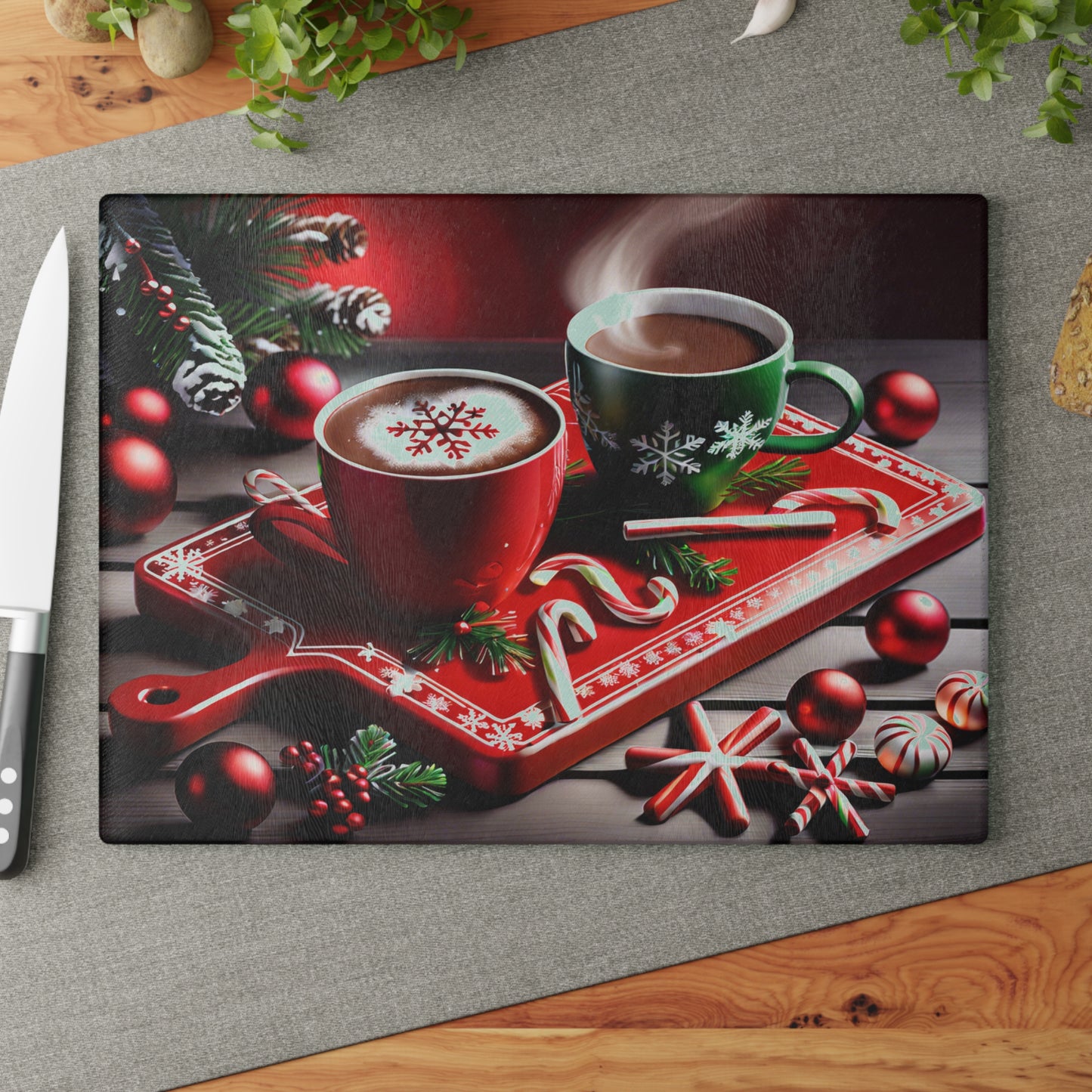 🎄 Holiday Cocoa Cutting Board – Festive Cheer for Your Holiday Table