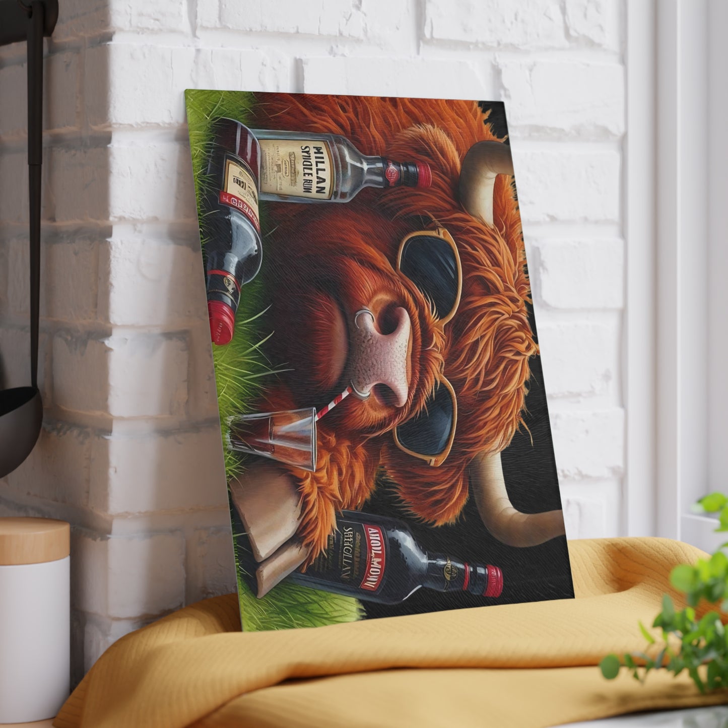 Tabla de cortar de vaca, tabla de cortar de vidrio templado, tabla de charcutería, tabla de cortar, regalo de inauguración de la casa, tabla de cortar personalizada, regalo de whisky