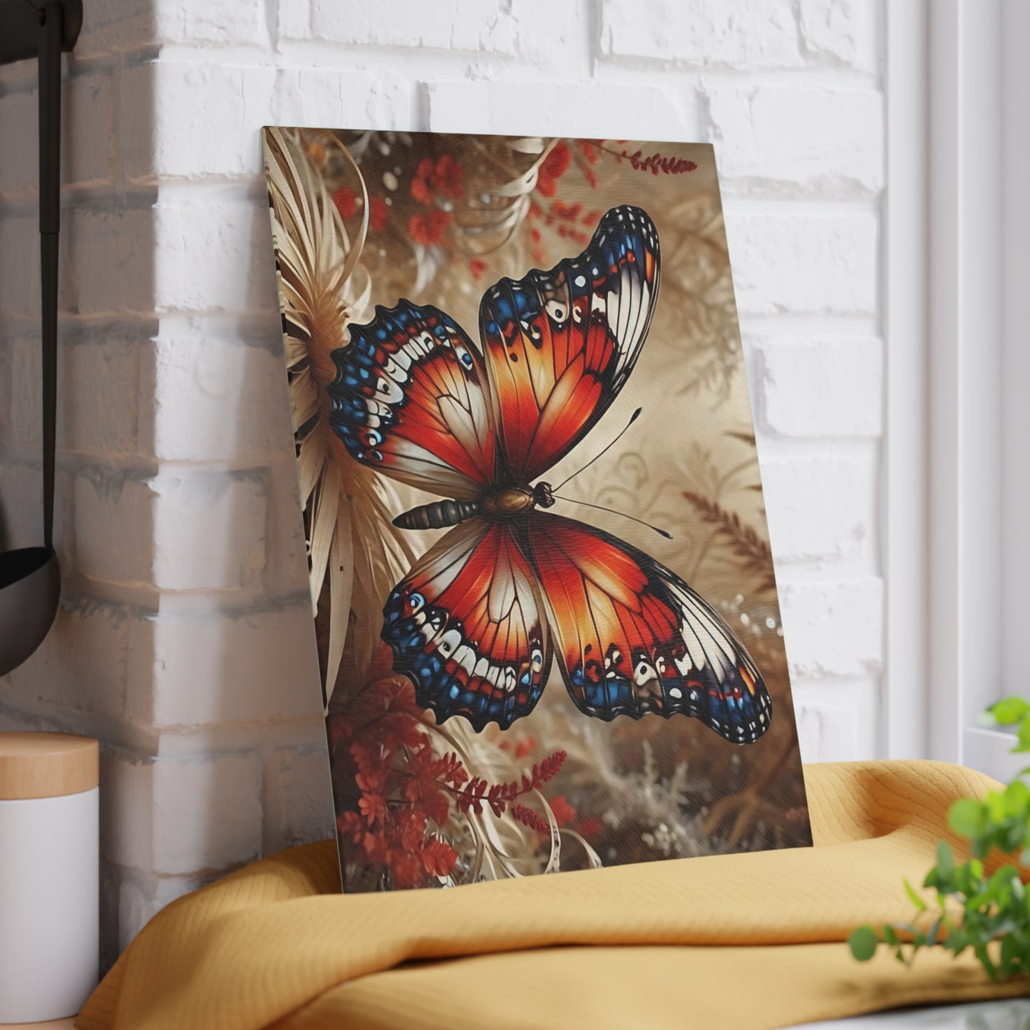 Hermosa tabla de cortar de vidrio con forma de mariposa, decoración de mariposas, tabla de cortar, decoración de cocina, arte de cocina, tabla para servir, regalo de pavo real, regalo de mariposa, tabla de cortar floral