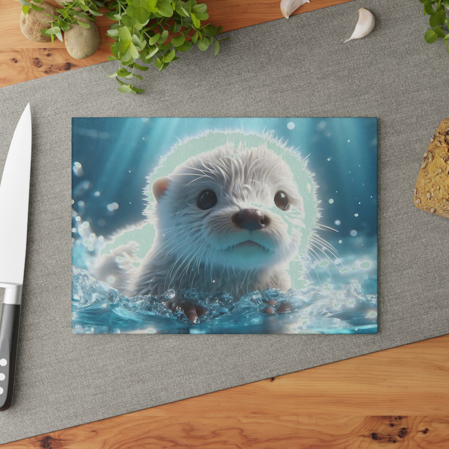 🌊 Baby Otter Splash Cutting Board – Adorable Ocean Charm for Your Kitchen