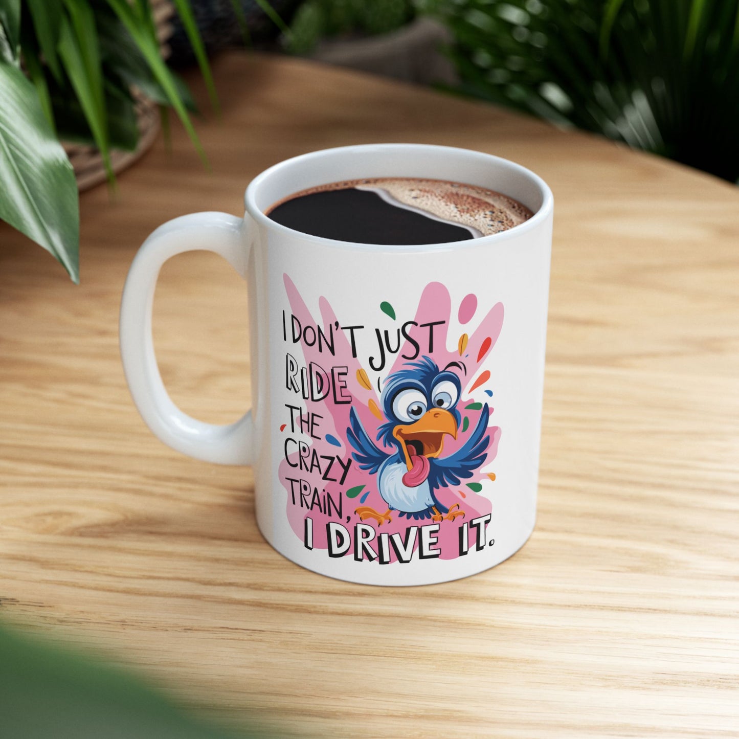 🚂No solo viajo en el tren loco, lo conduzco: divertida taza de café con forma de pájaro para amantes del café 🦜