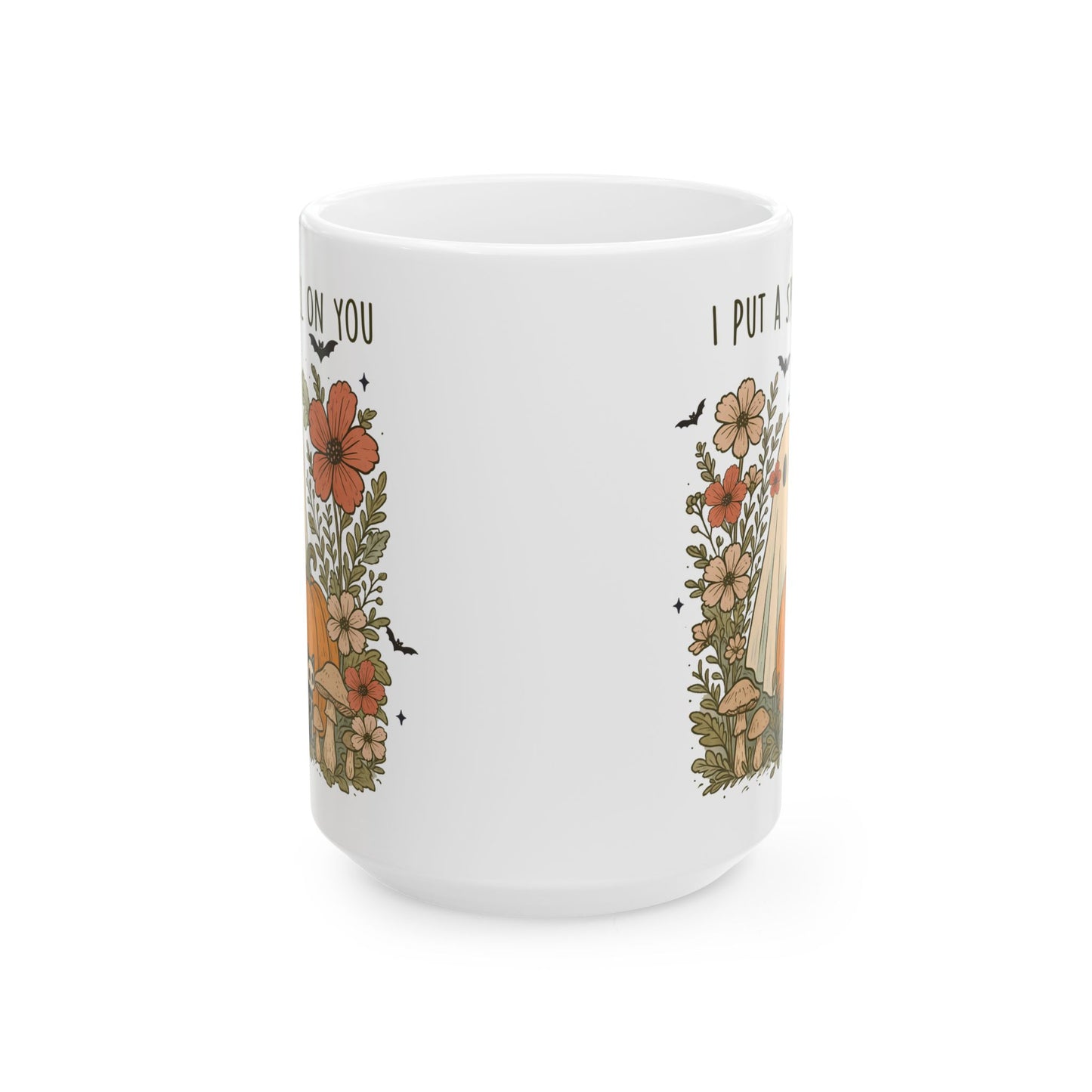 🎃 "I Put a Spell on You" Halloween Mug – Ghostly Charm with Autumn Blooms 👻🍄