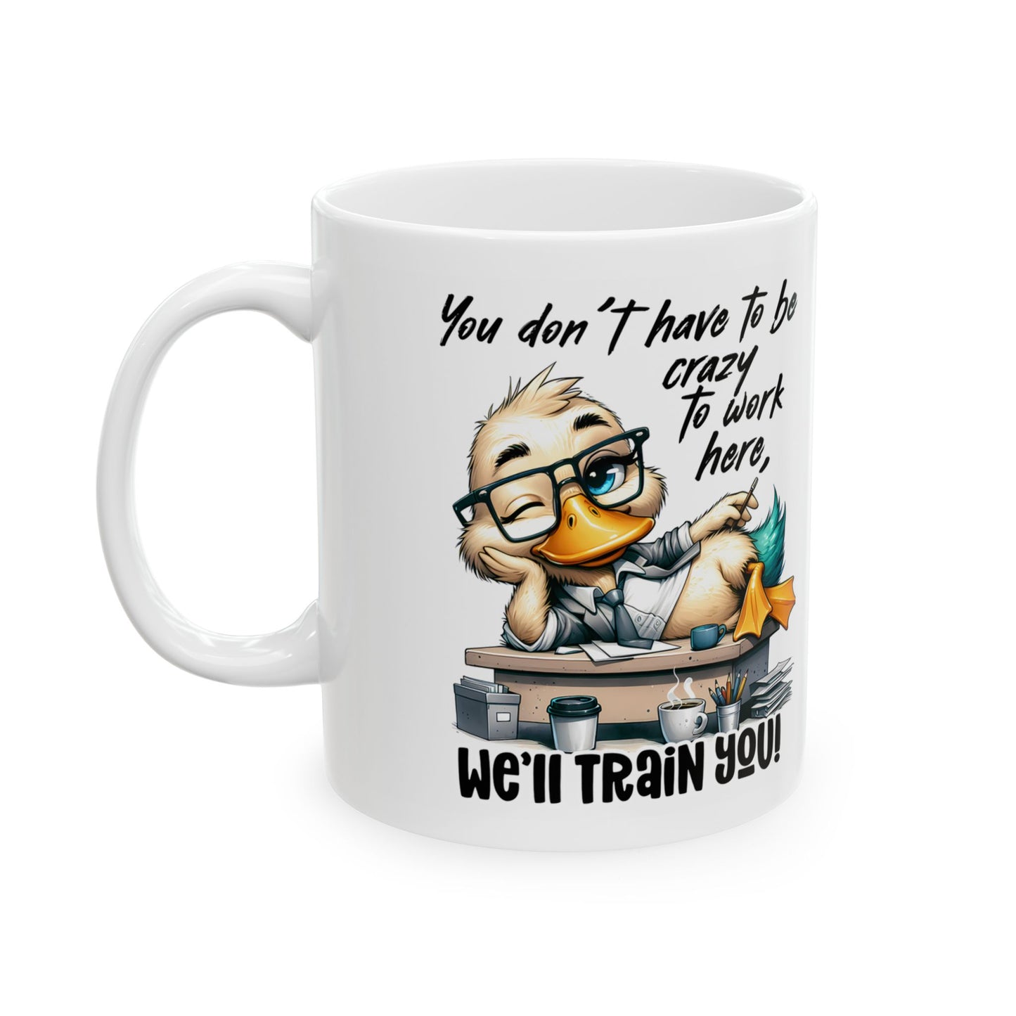 🖊️ Te capacitaremos: divertida taza de café con forma de pato para compañeros de trabajo y travesuras de oficina ☕