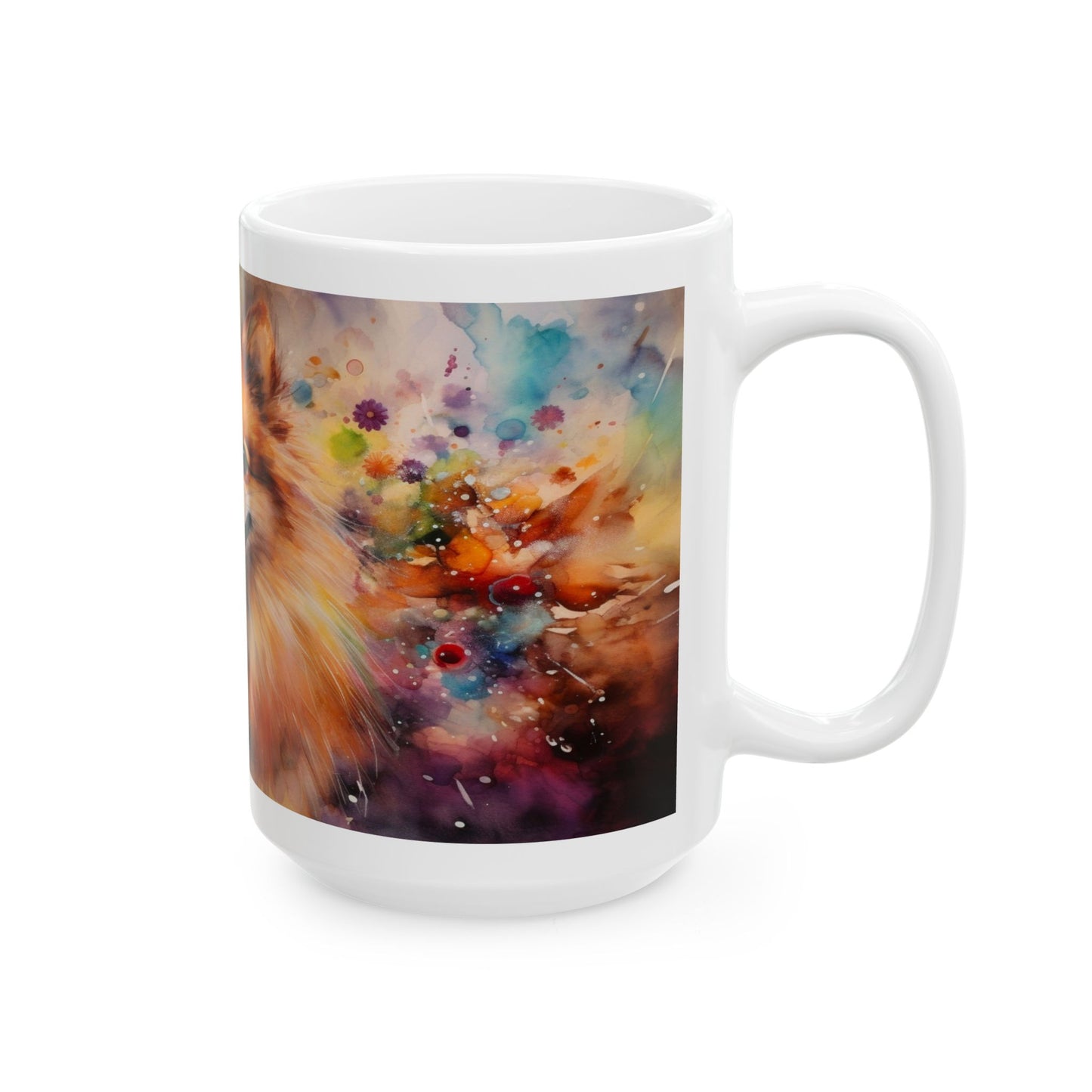 Taza Pomerania Acuarela: ¡Una explosión de color y personalidad! 🌸