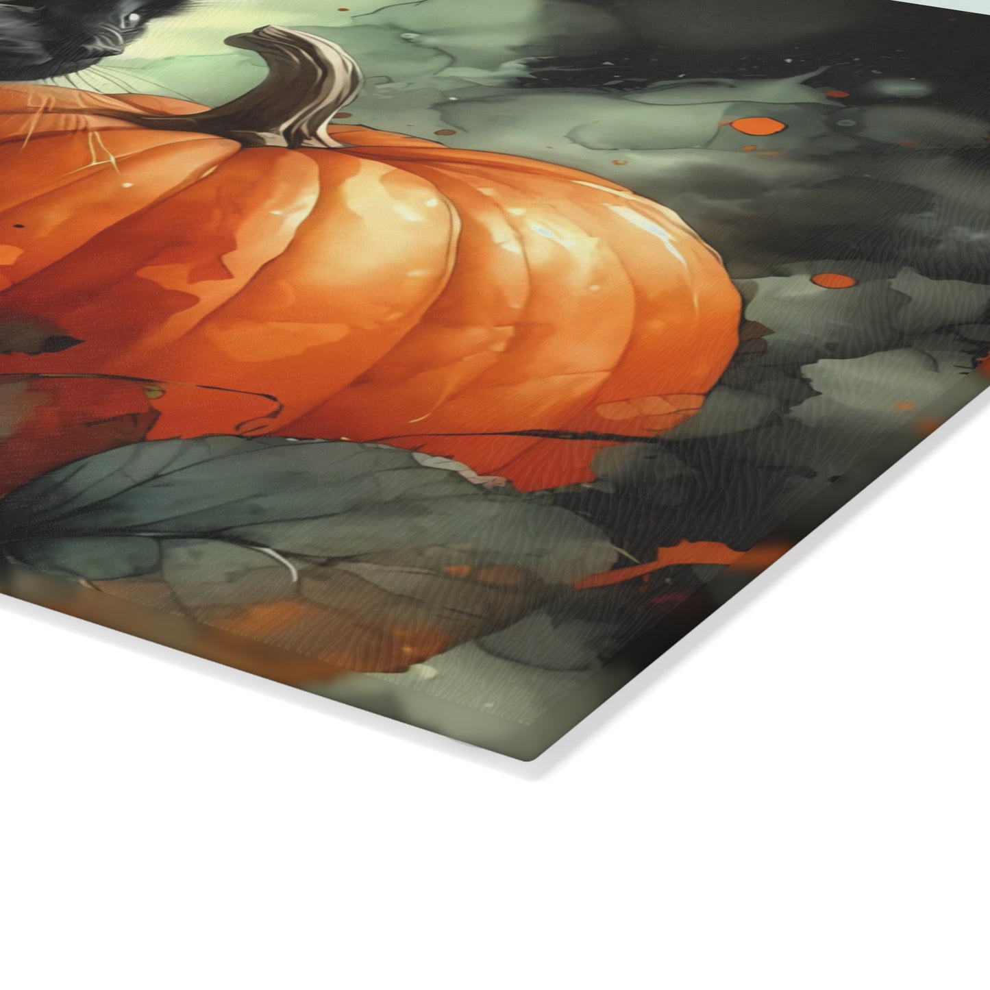 ๐ค๐ Spooky Black Cat & Pumpkin Cutting Board โ Haunted Elegance for Your Kitchen ๐๐ค