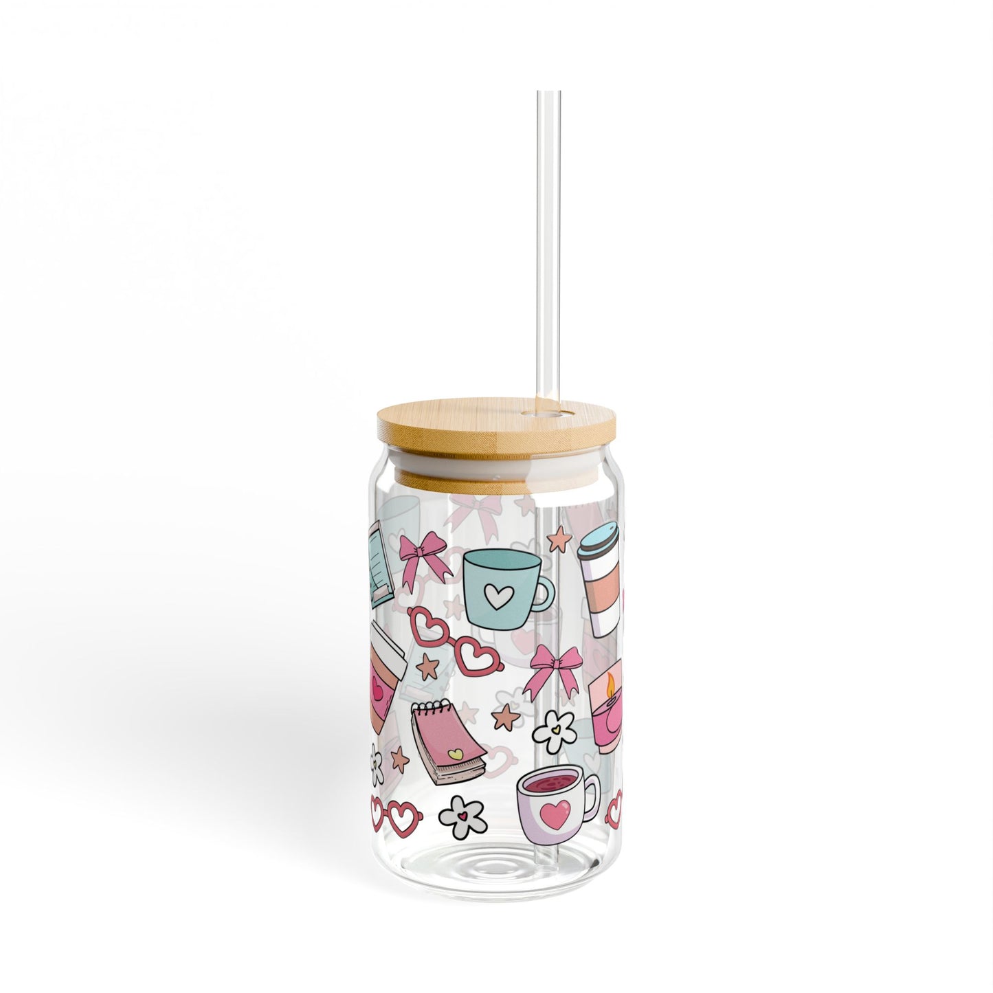 ☕💖 Cozy Café Vibes Sipper Glass – 16oz of Pastel Bliss with Every Sip 🌟