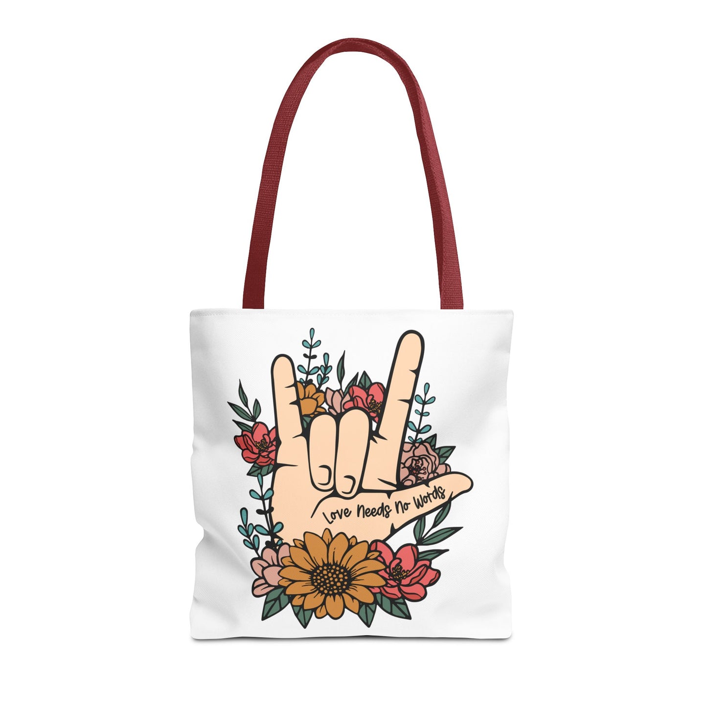 Bolsa de tela con gesto de "Te amo" en ASL (siglas en inglés)