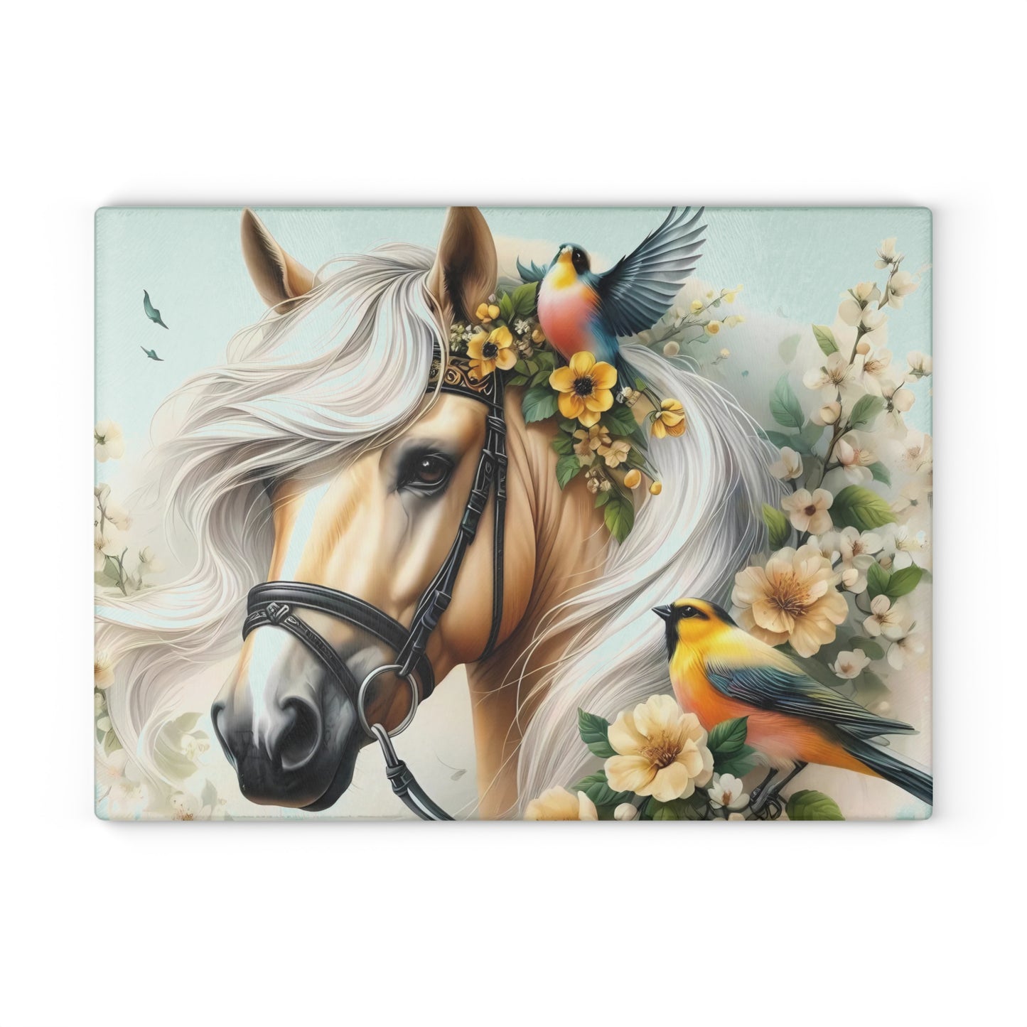 Hermosa tabla de cortar de caballo, tabla de cortar de vidrio templado, tabla de charcutería, tabla de cortar, regalo de inauguración de la casa, tabla de cortar personalizada