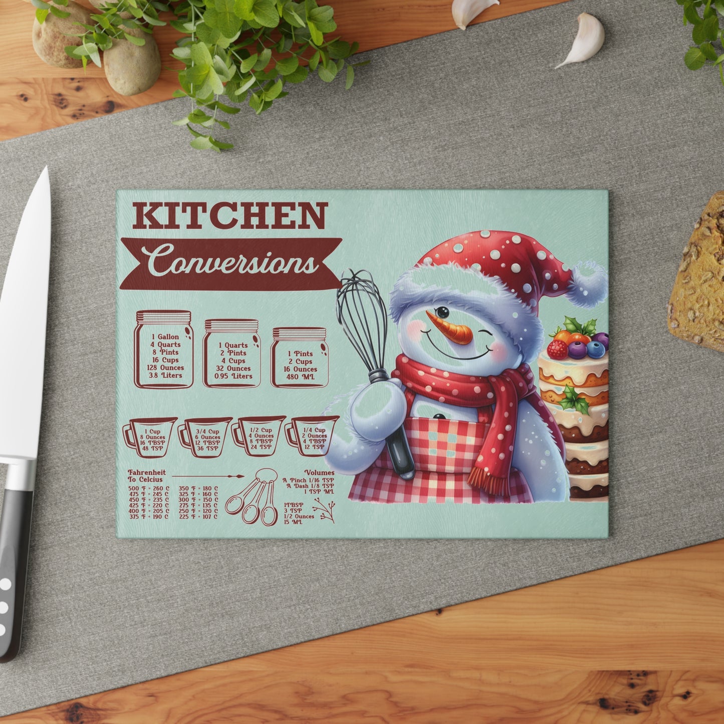 Tabla de cortar con diseño de muñeco de nieve para la cocina: un encanto festivo y escarchado para los reposteros navideños