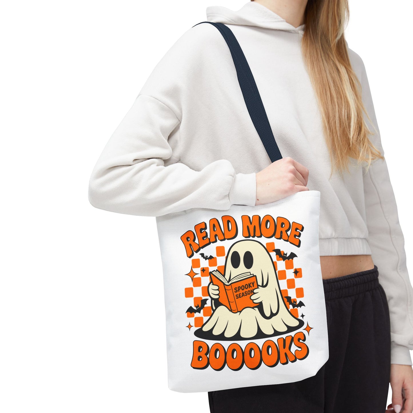 ๐ Read More Booooks Halloween Tote Bag โ Spooky Reads in Style ๐ป๐