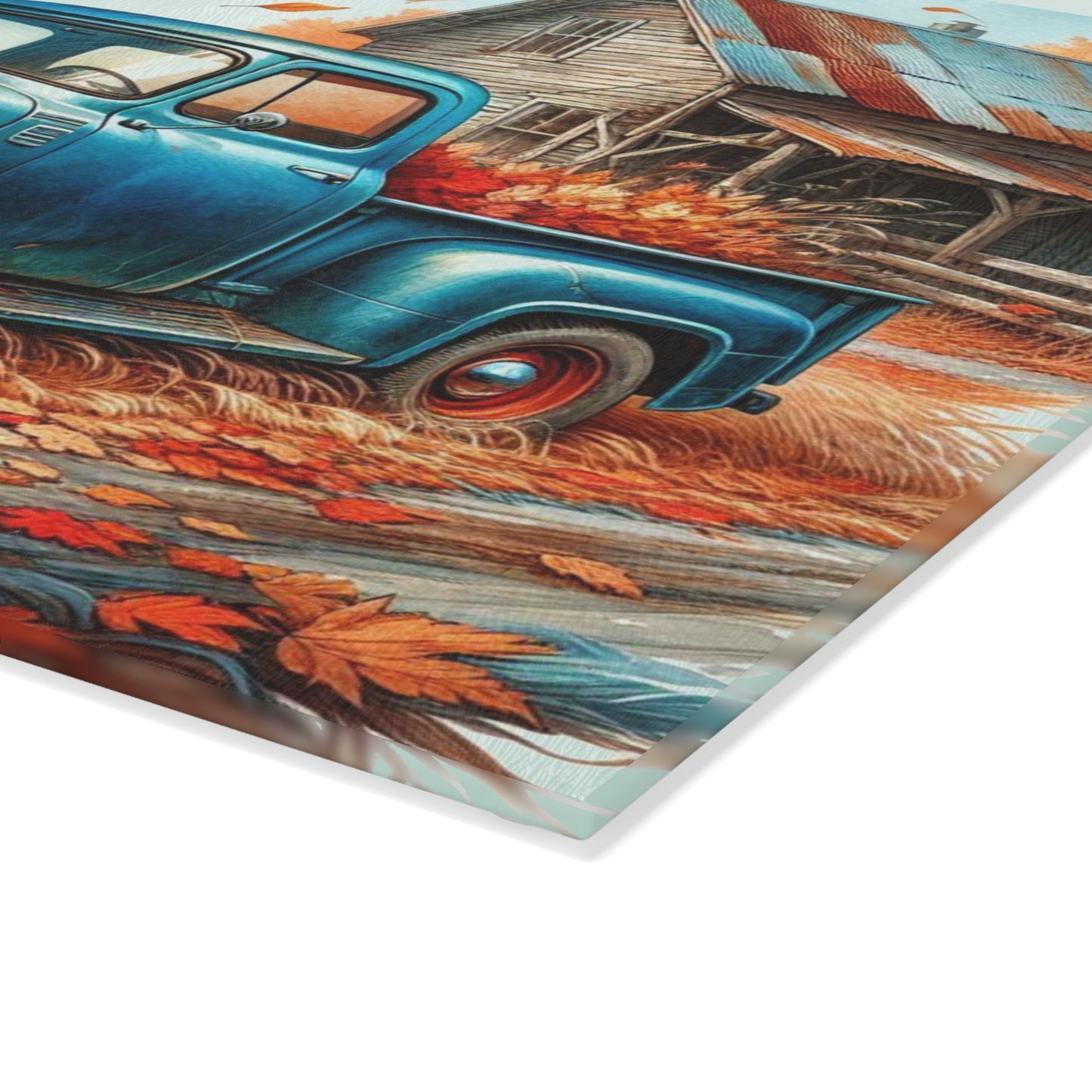 🚜 Vintage Blue Truck Cutting Board – Country Charm & Fall Nostalgia for Your Kitchen
