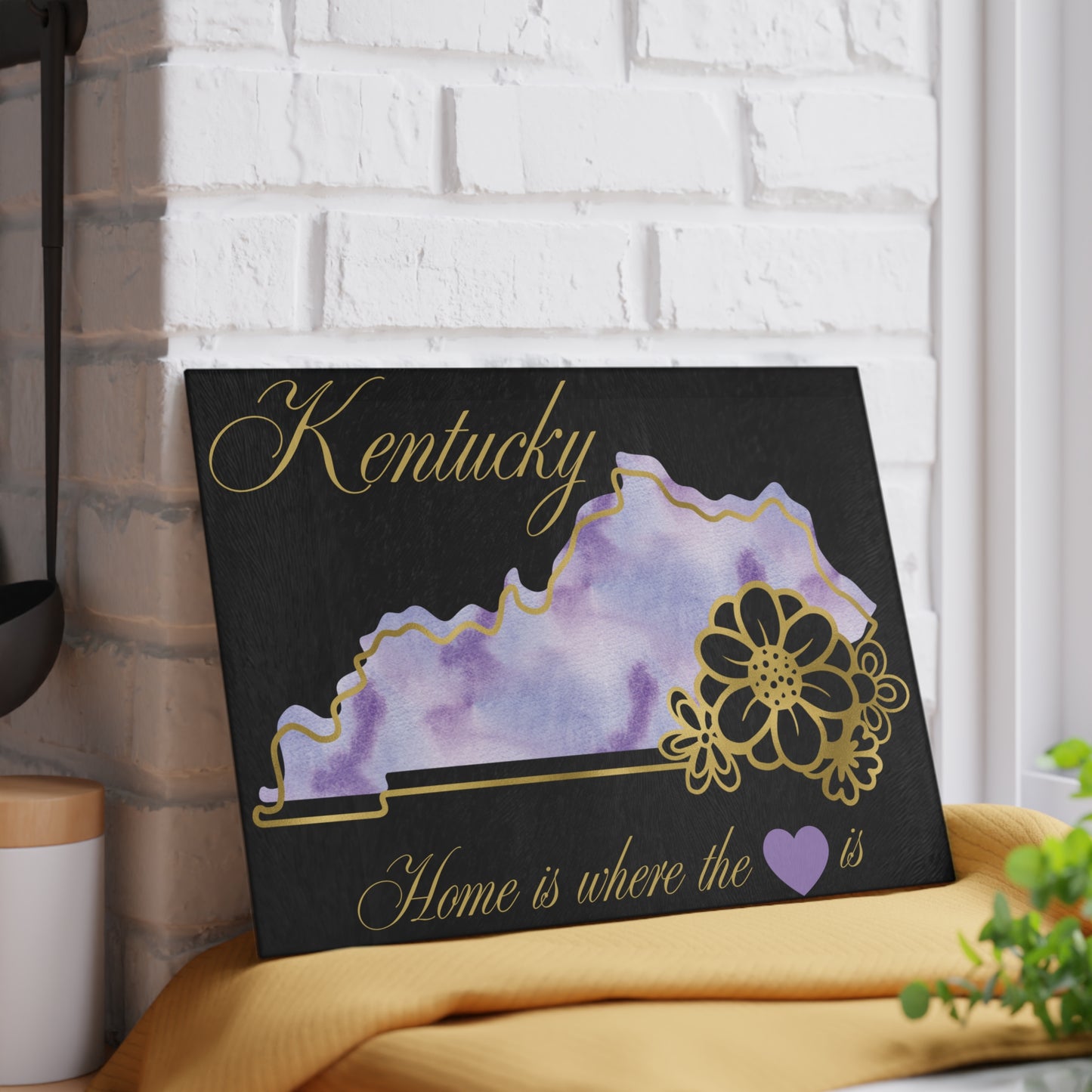 💜 Kentucky State Cutting Board – Purple Pride with Southern Heart