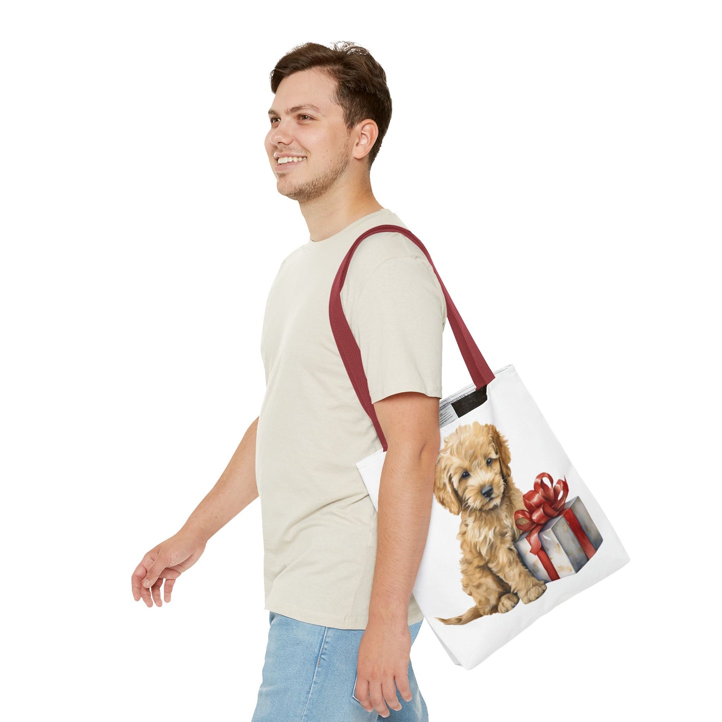 🎁 Goldendoodle Puppy Tote Bag – Sweet & Snuggly Holiday Charm for Dog Lovers 🐶