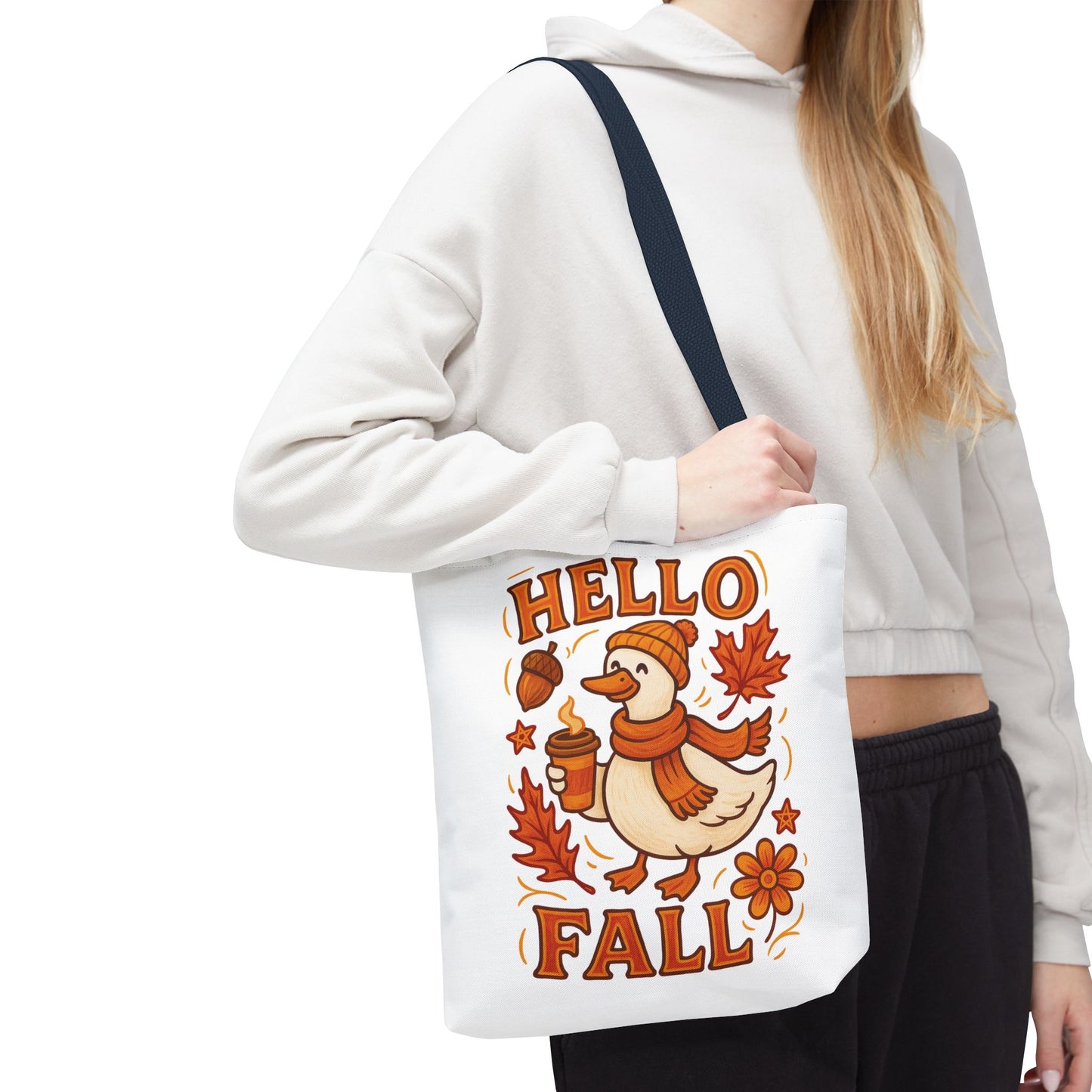 🧡 Hello Fall Duck Tote Bag – Cozy Autumn Vibes & Feathered Charm 🍂🦆