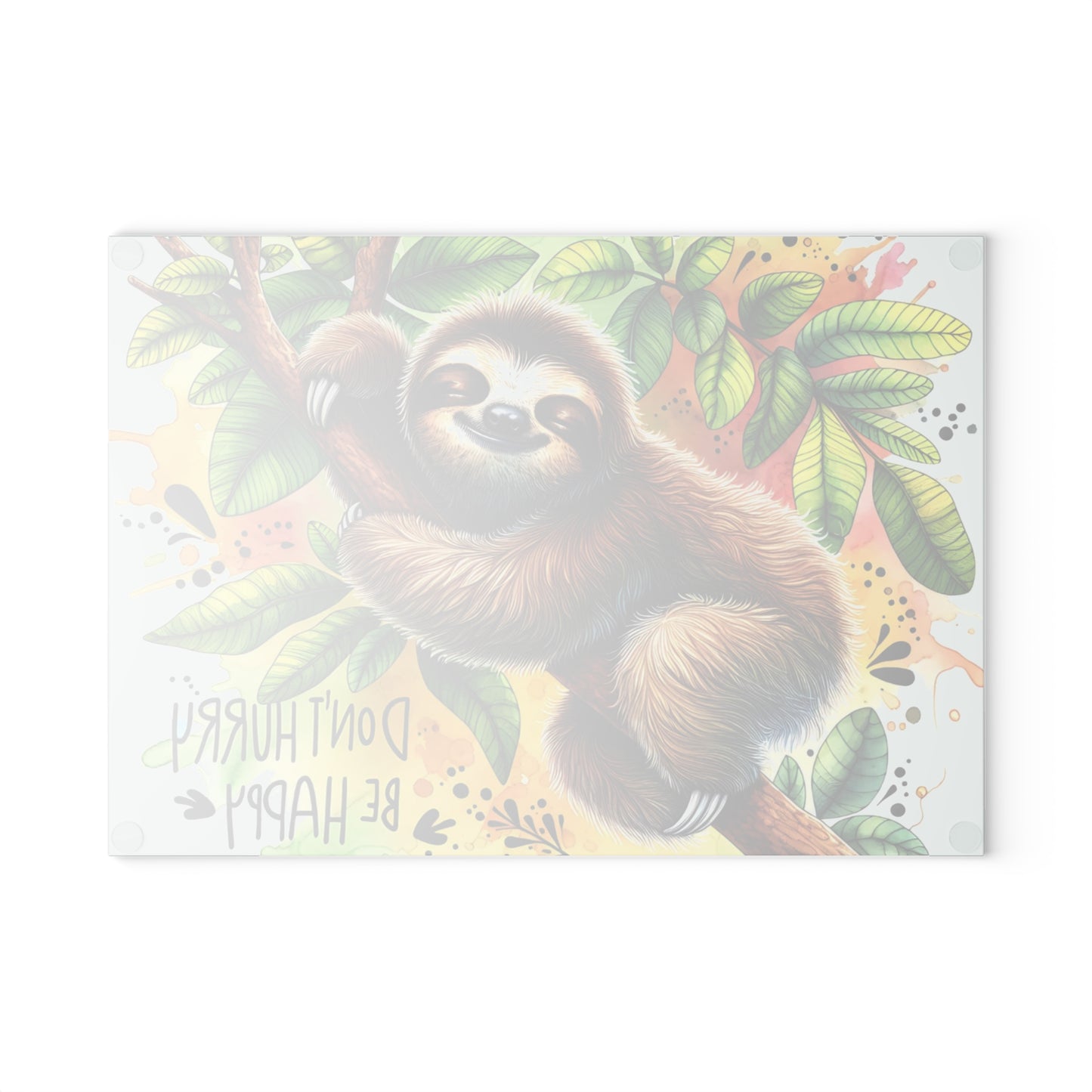 Sloth “Don’t Hurry Be Happy” Cutting Board – Whimsical Jungle Charm for Your Kitchen