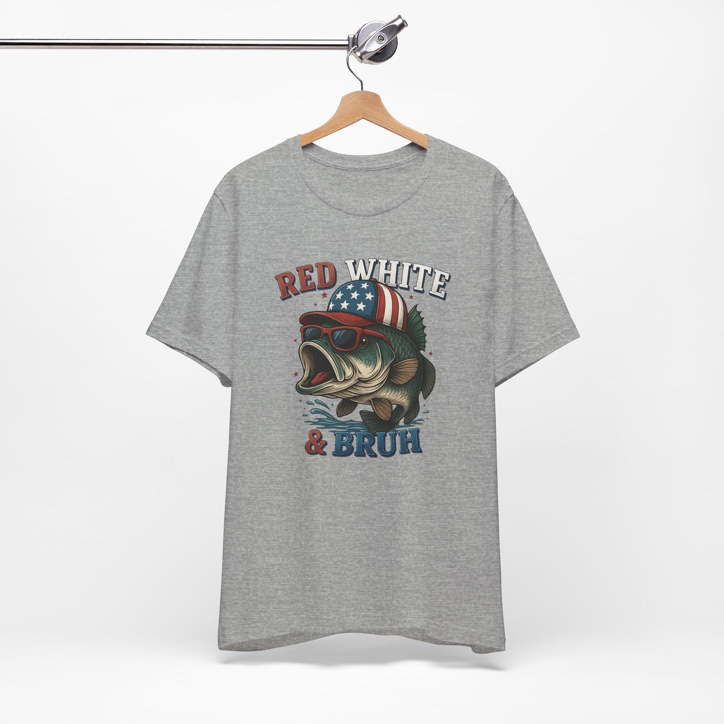 Divertida camiseta patriótica de pescado, con estampado rojo, blanco y negro, unisex, ideal para el 4 de julio, regalo para papá, ideal para barbacoas de verano.