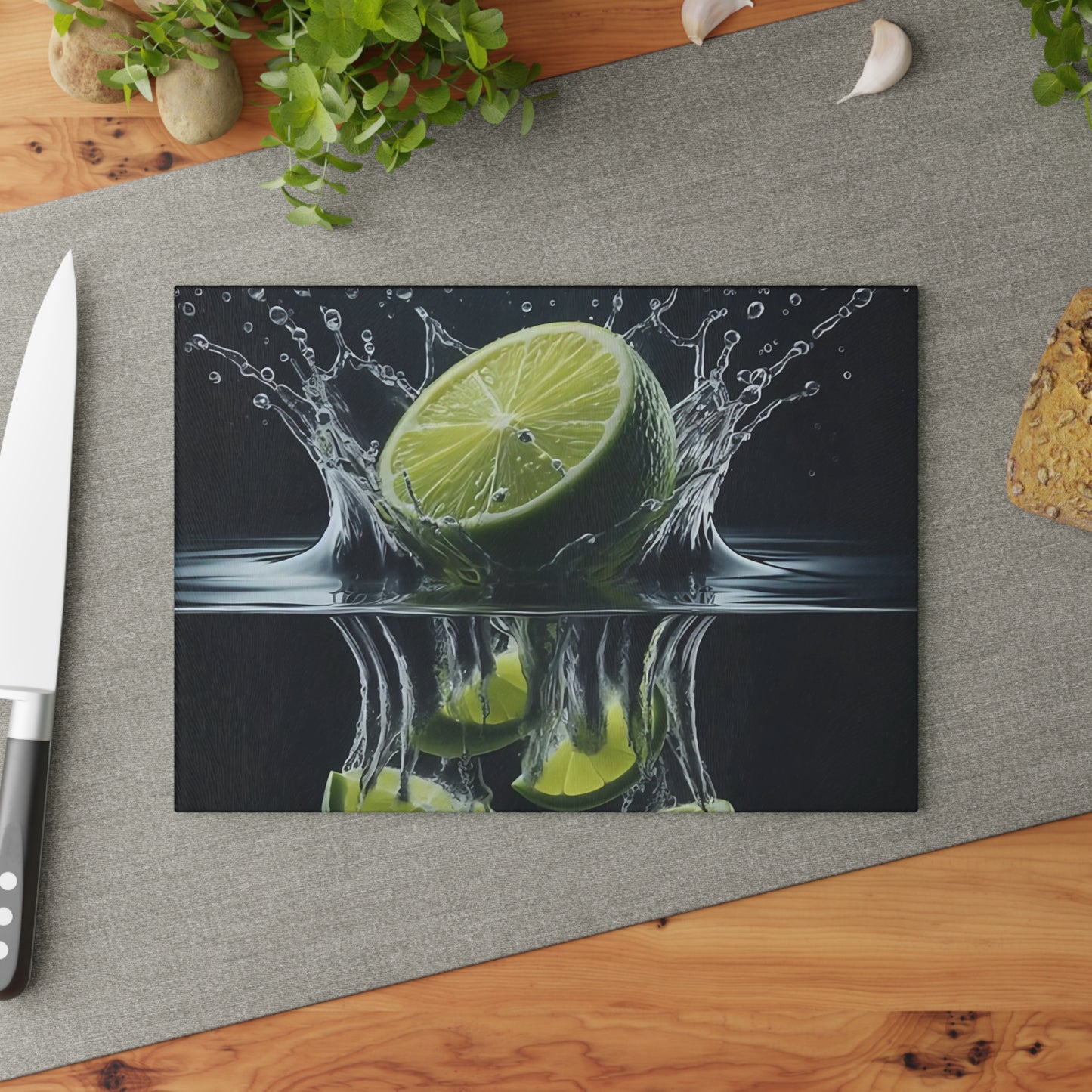 🍋 Lime Splash Glass Cutting Board – Refreshing Citrus Style for Your Kitchen
