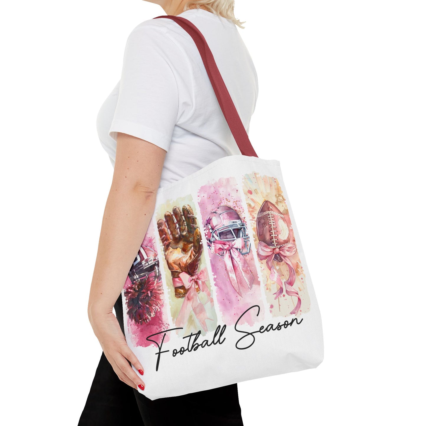 🏈 Game Day Pink Awareness Tote Bag – Sporty Style with a Purpose 🎀👜