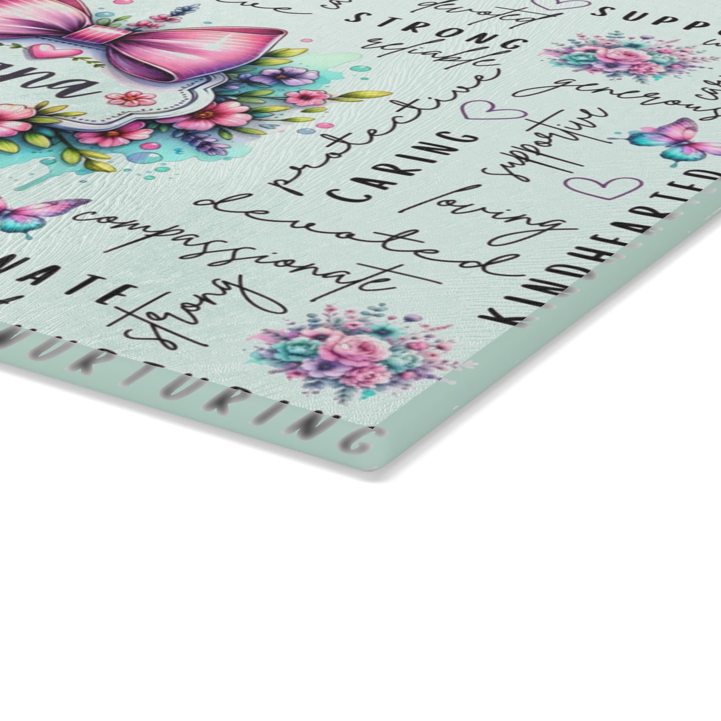 🎀🌸 Nana Bow Cutting Board – Inspirational Floral Beauty for Your Kitchen 🦋💖