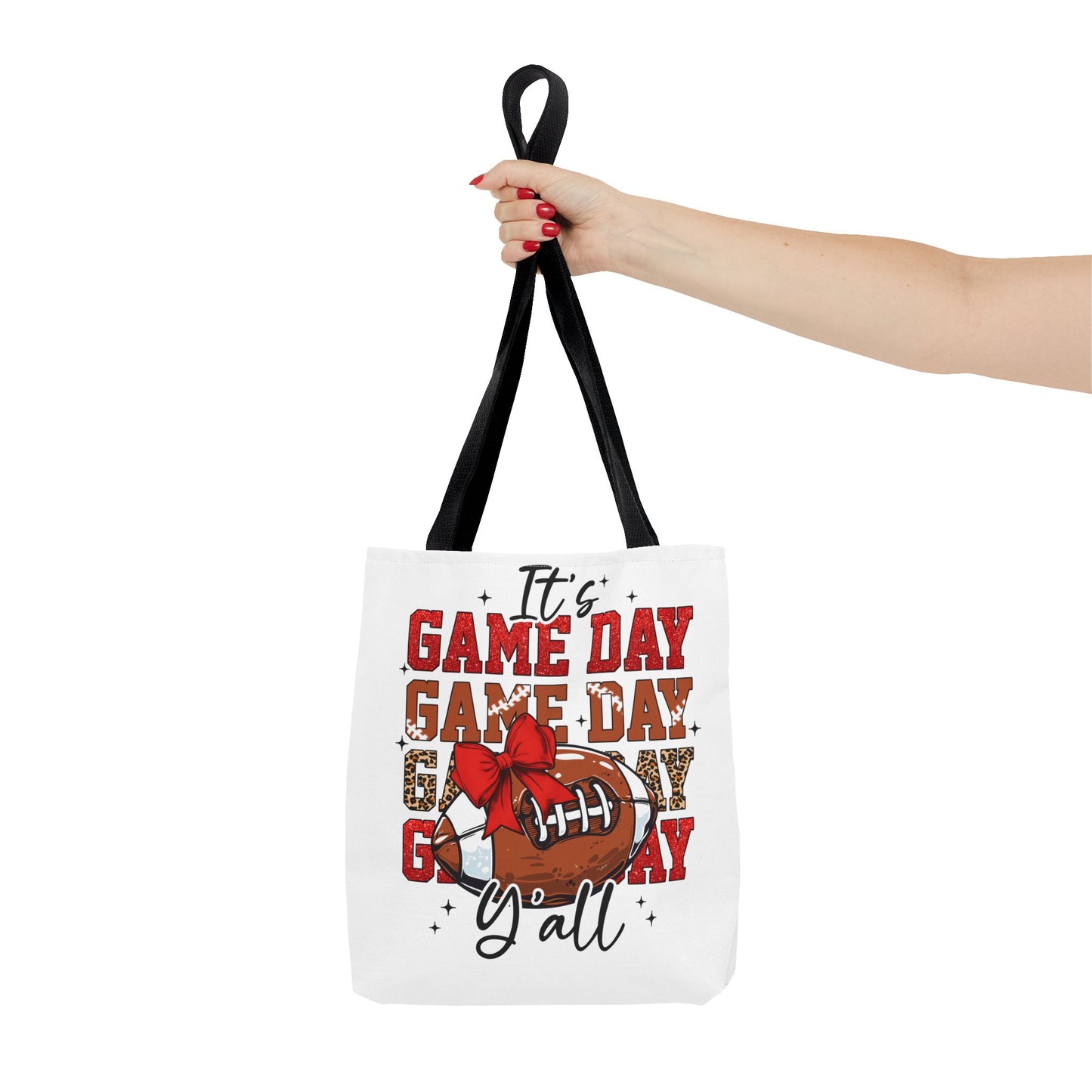 🏈 Game Day Red Bow Football Tote Bag – Sporty, Stylish, and Ready for Kickoff 🎀👜