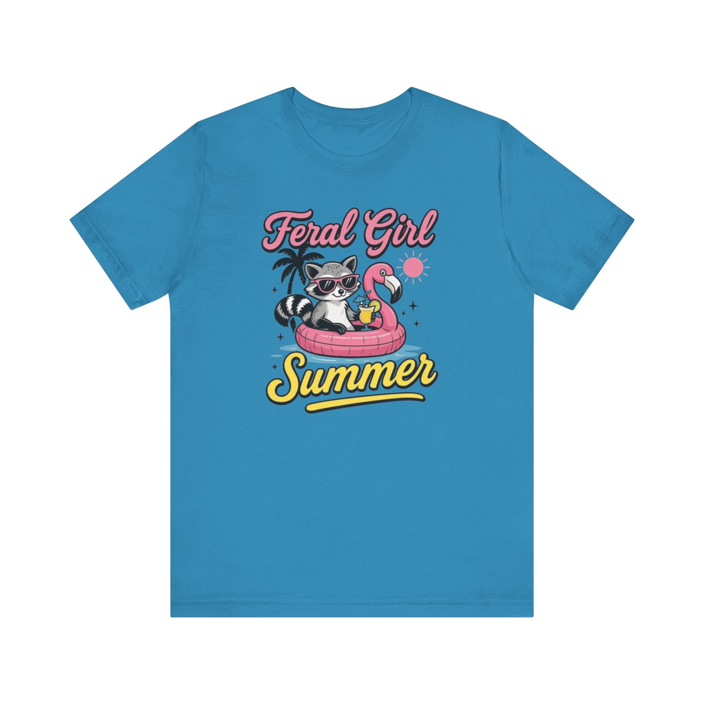Camiseta de verano para chica salvaje: Mapache divertido con vuelo | Camiseta de verano para mujer