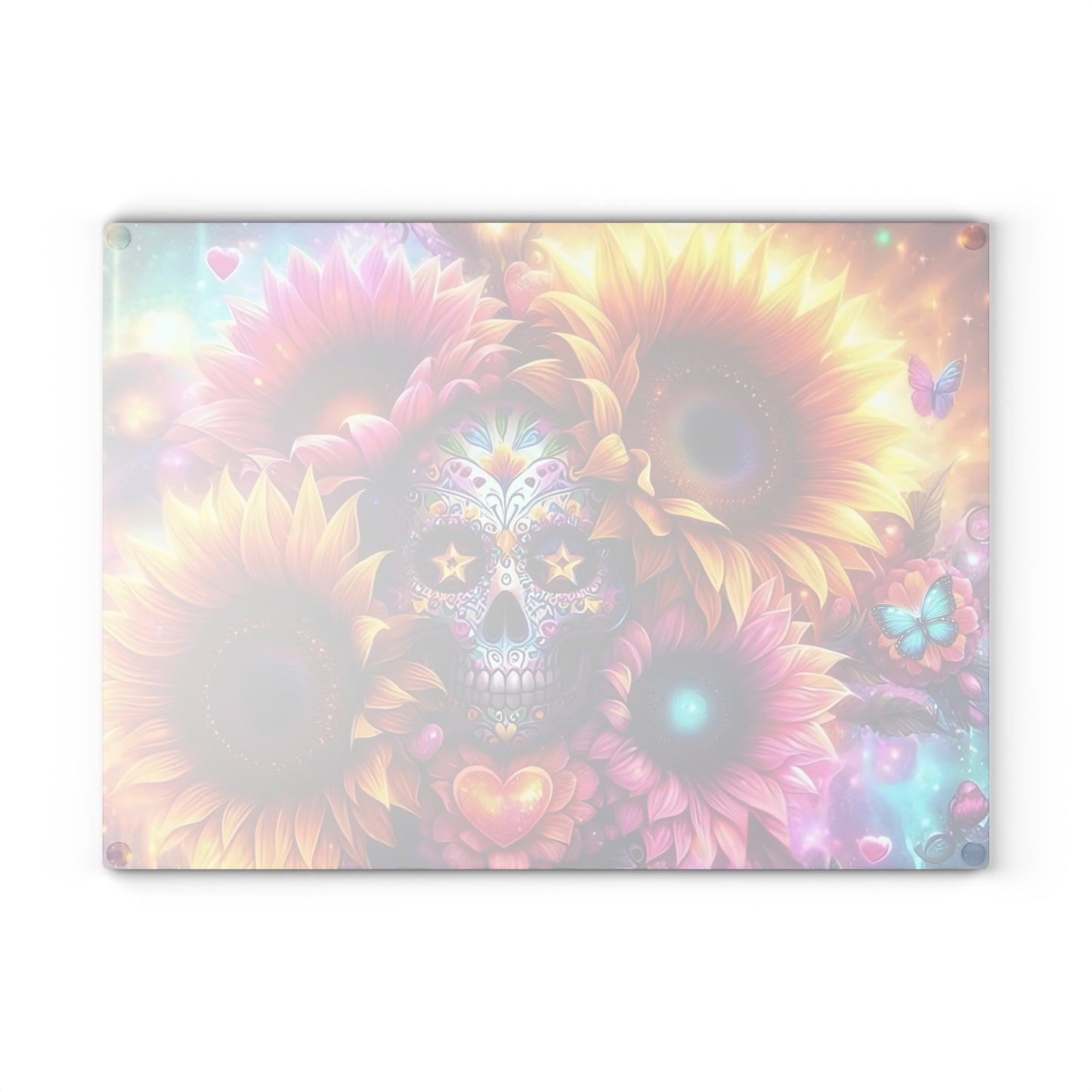 🌻💀 Sugar Skull & Sunflowers Cutting Board – Bold Día de los Muertos Vibes for Your Kitchen