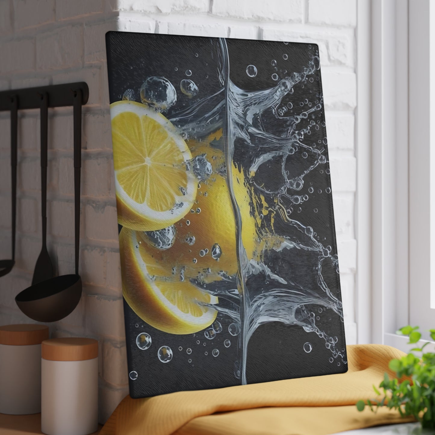 🍋 Lemon Splash Glass Cutting Board – Bright & Zesty Citrus Kitchen Style