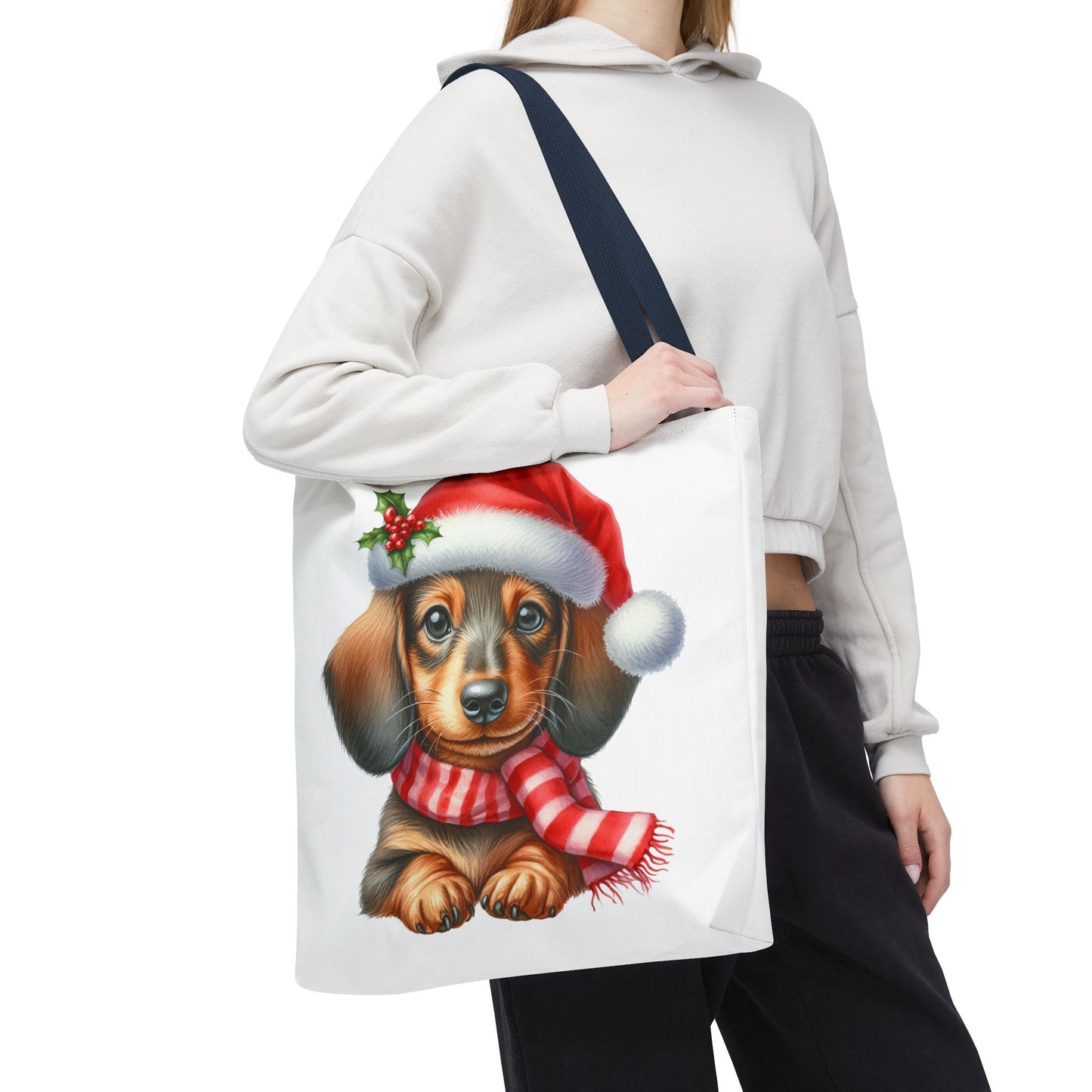 🎄 Dachshund Christmas Tote Bag – Festive Holiday Charm for Dog Lovers 🐾🎅