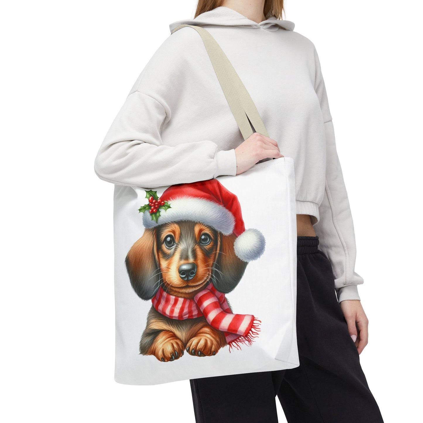 🎄 Dachshund Christmas Tote Bag – Festive Holiday Charm for Dog Lovers 🐾🎅