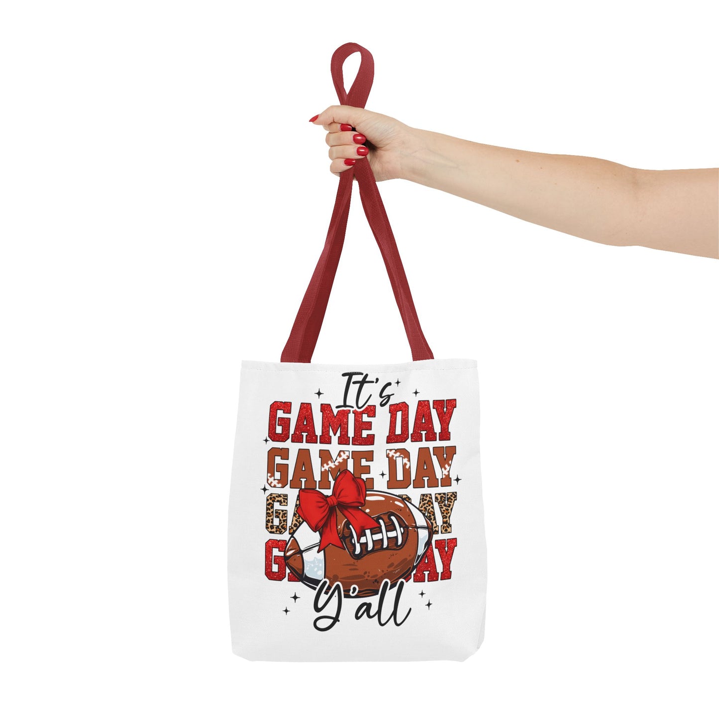 🏈 Game Day Red Bow Football Tote Bag – Sporty, Stylish, and Ready for Kickoff 🎀👜