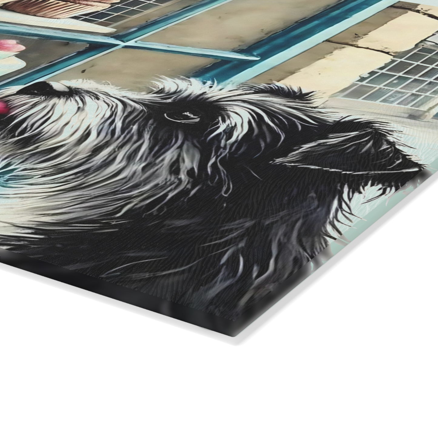 Bakery Scene Cutting Board, Terrier Dog Design, Dog Lover Gift, Baking Decor Bakery Lover Gift, Unique Kitchen Gift