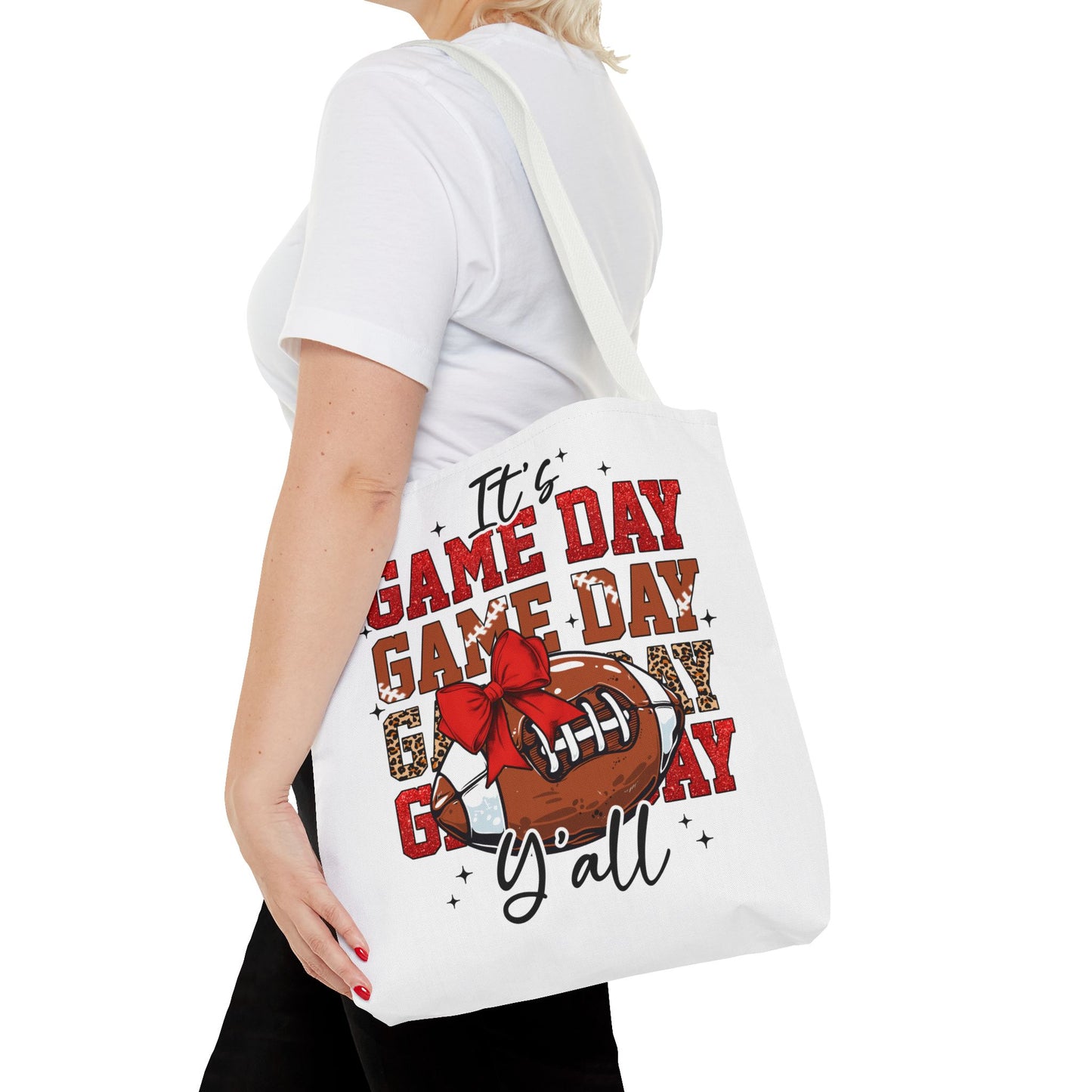🏈 Game Day Red Bow Football Tote Bag – Sporty, Stylish, and Ready for Kickoff 🎀👜