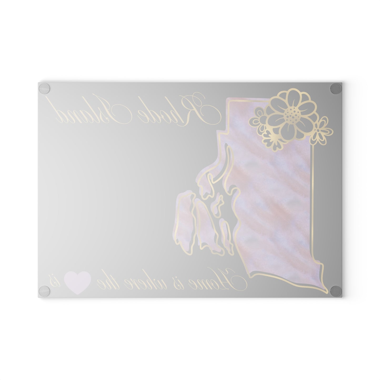 🖤 Rhode Island State Cutting Board – Elegant Watercolor Pride with Gold Florals 💜
