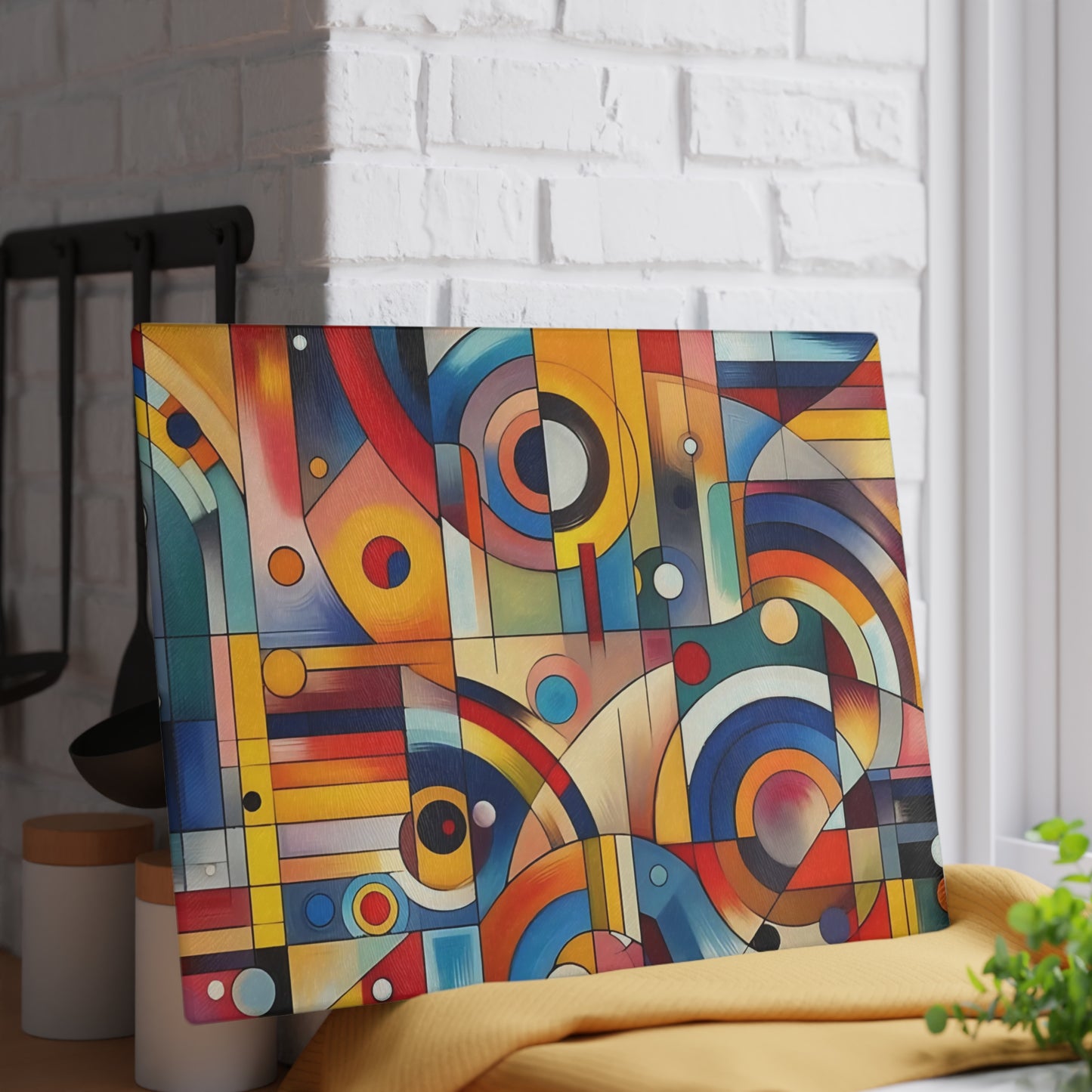 Tabla de cortar - Diseño abstracto multicolor, tabla de cortar de vidrio templado, tabla para charcutería, tabla de cortar, regalo de inauguración de la casa, tabla de cortar personalizada, rústica