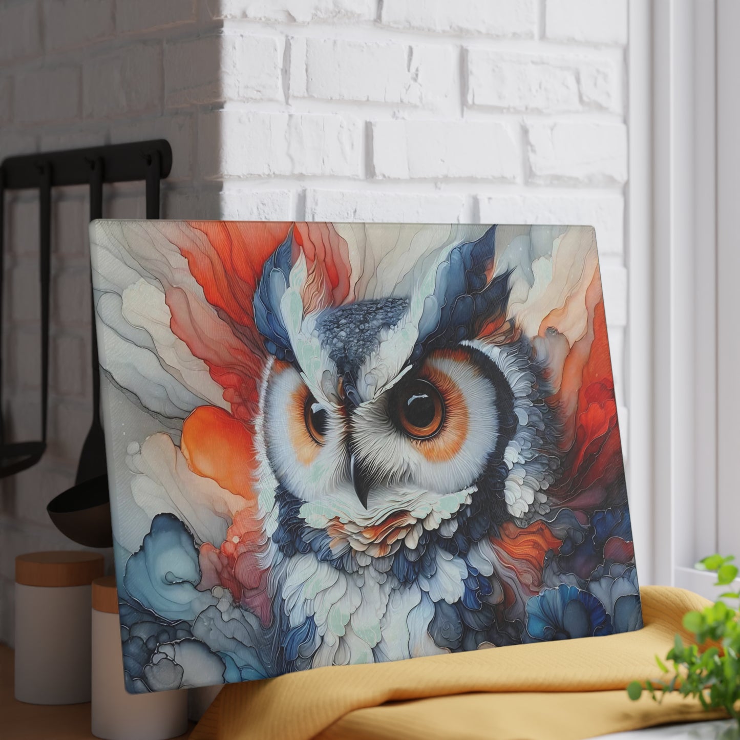 Owl Cutting Board, Charcuterie Board, unique cutting board, Tempered Glass Cutting Board, Housewarming Gift, Custom cutting board