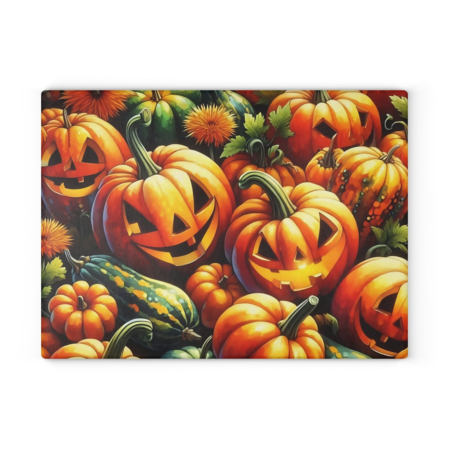 🎃🕸️ Jack-O’-Lantern Pumpkin Patch Cutting Board – Spooky & Festive Kitchen Charm 🧡🖤