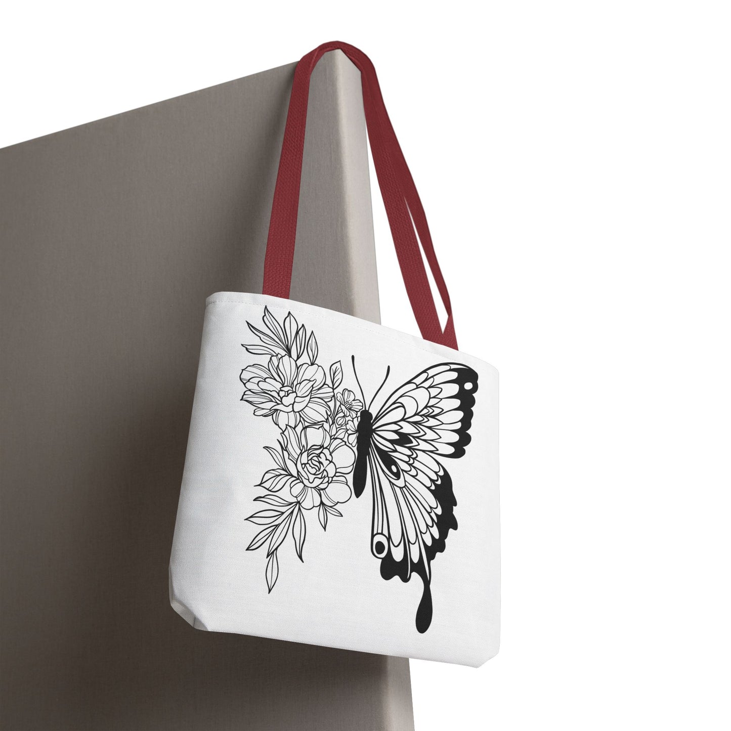 🦋 Black & White Butterfly Floral Tote Bag – Elegant Simplicity in Every Carry 🌸👜