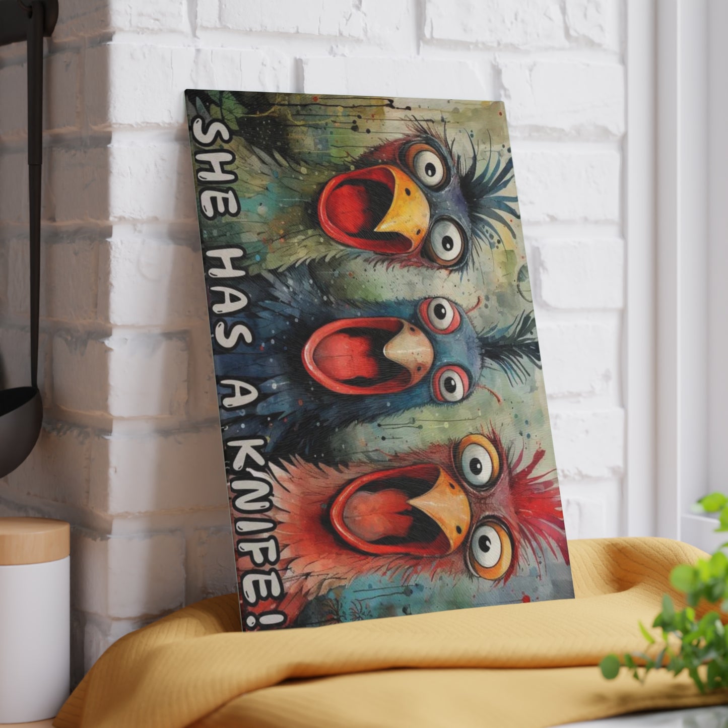 Tabla de cortar divertida, gallinas gritando, decoración de gallinas, cocina de granja, tabla de charcutería, tabla de cortar, gallinas de traspatio