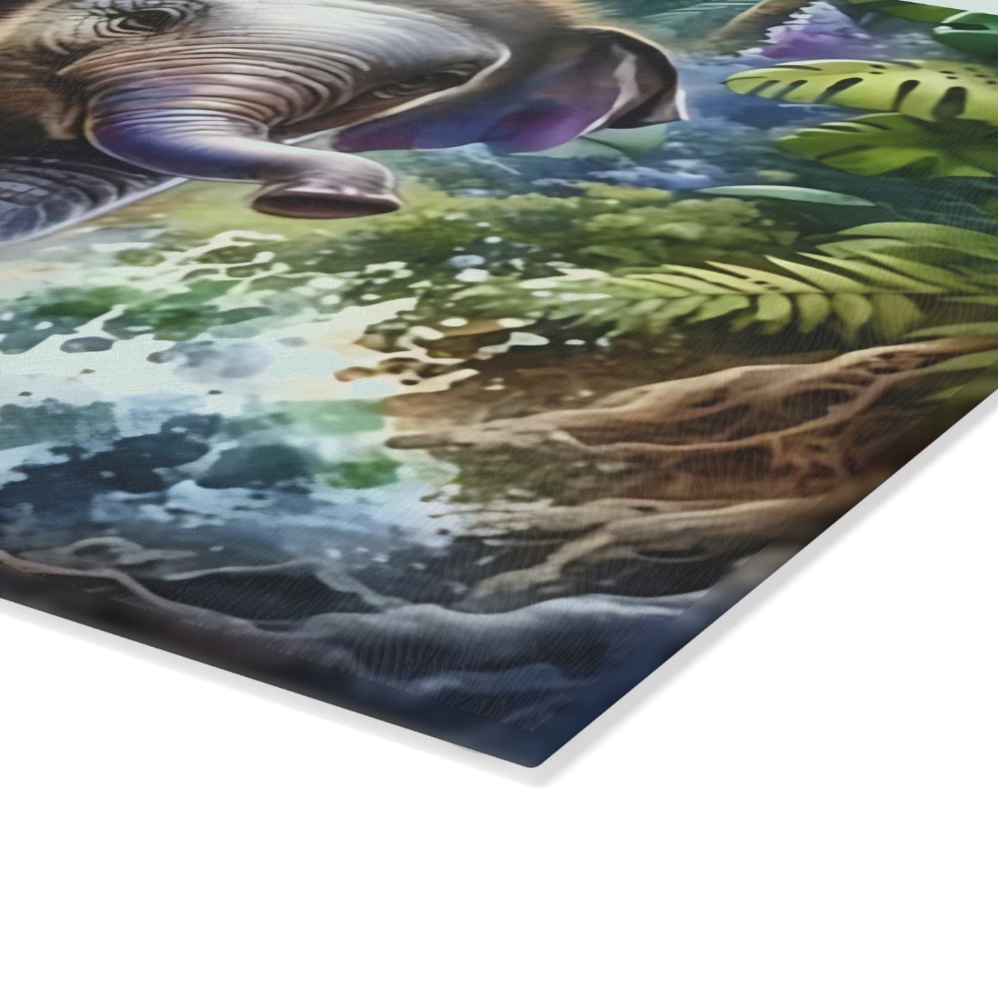 🐘 Jungle Baby Elephant Splash Cutting Board – Playful Safari Energy for Your Kitchen